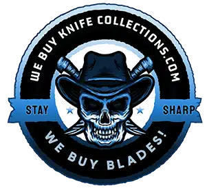 We Buy Knife Collections logo representing buying and selling custom and collectible knives