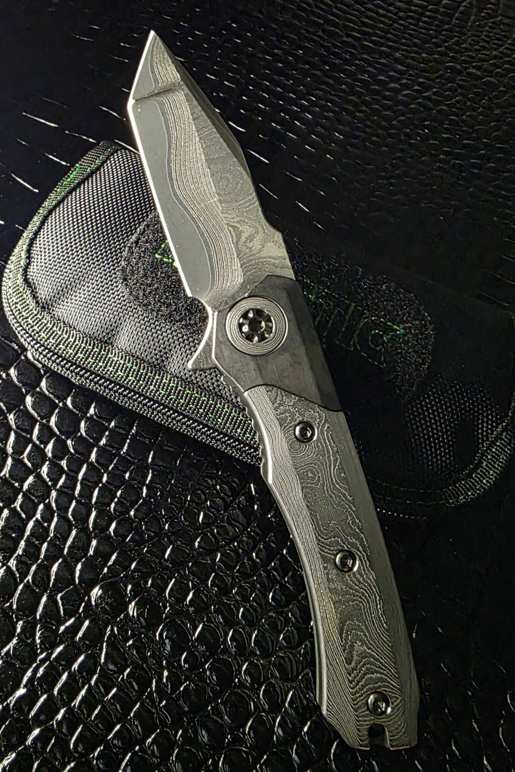 Integral titanium Custom Wraith folding knife with Black DLC finish