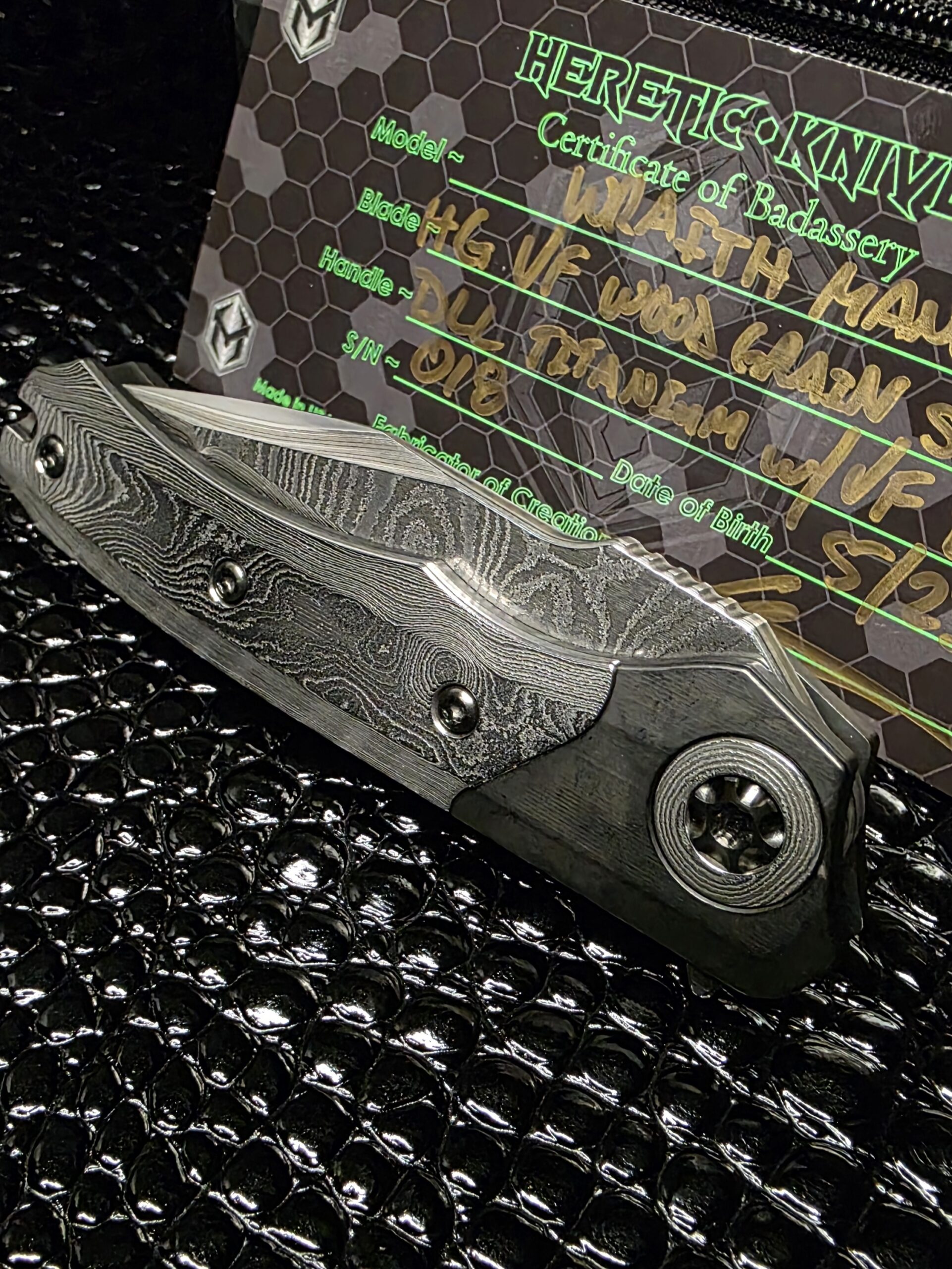 Integral Black DLC titanium handle on Custom Wraith folding knife