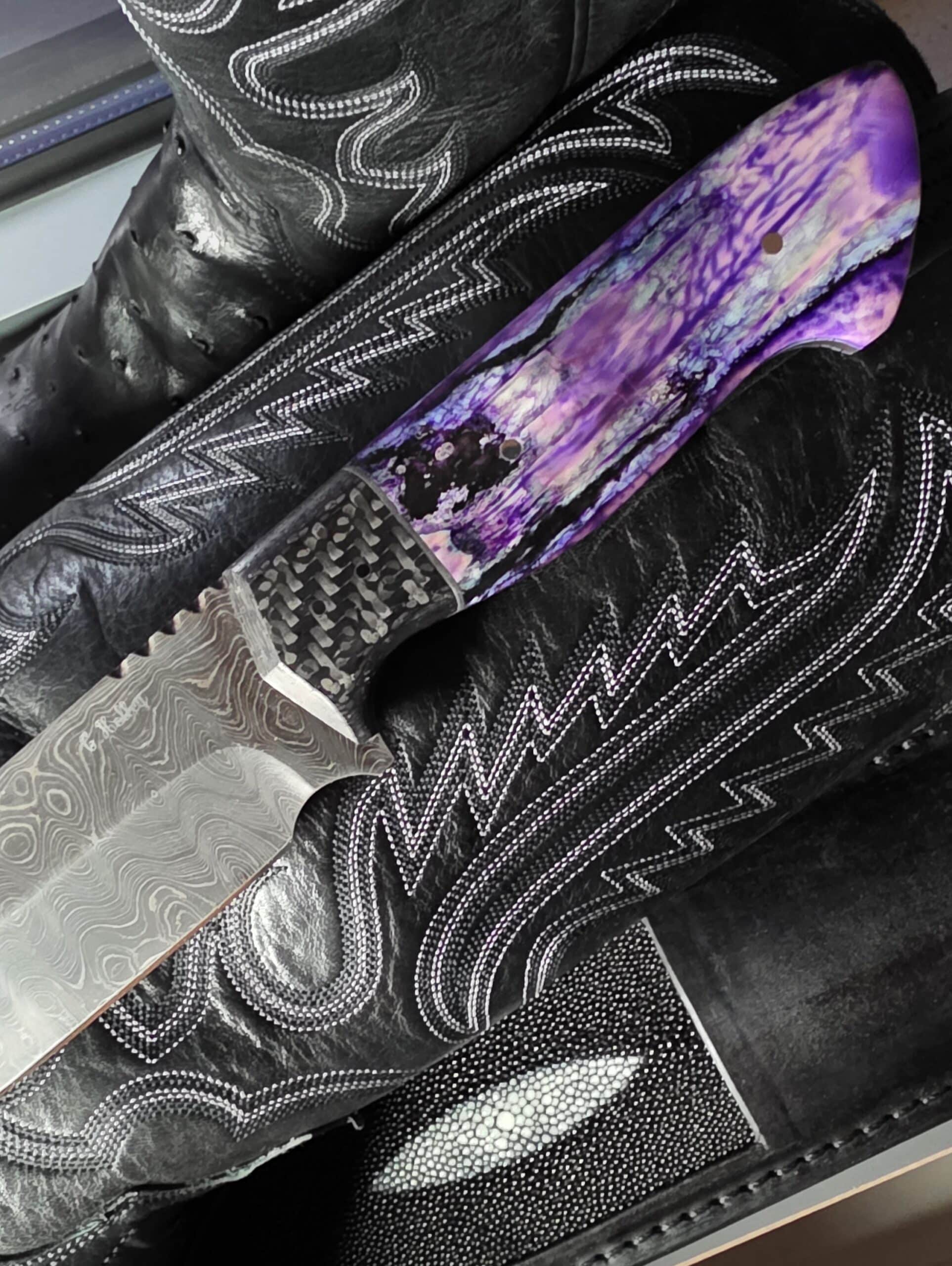 Custom Holley Knife Company fixed blade with carbon fiber bolsters