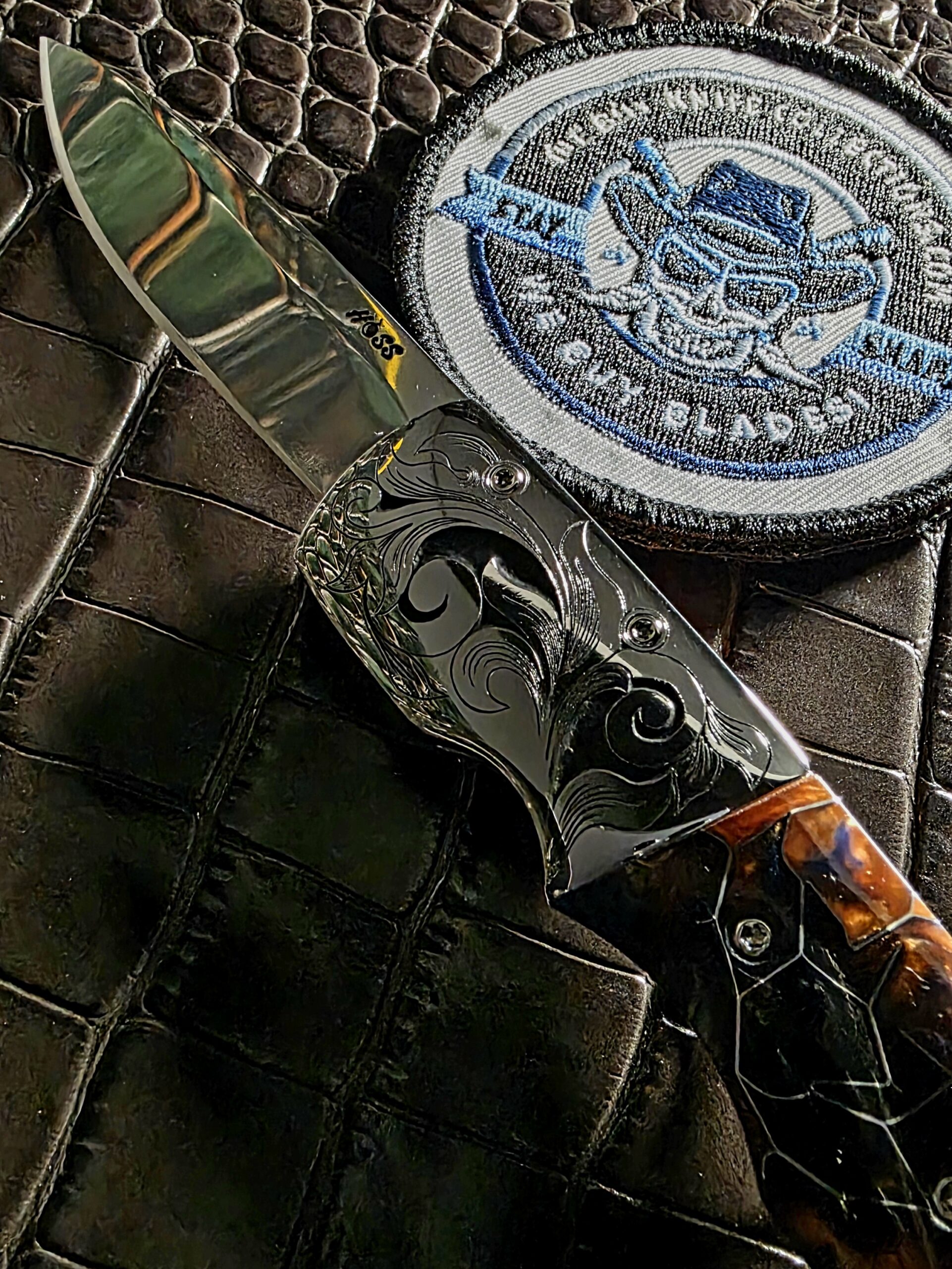 Hoss Knives Custom Bolster-Release Automatic full profile show side view