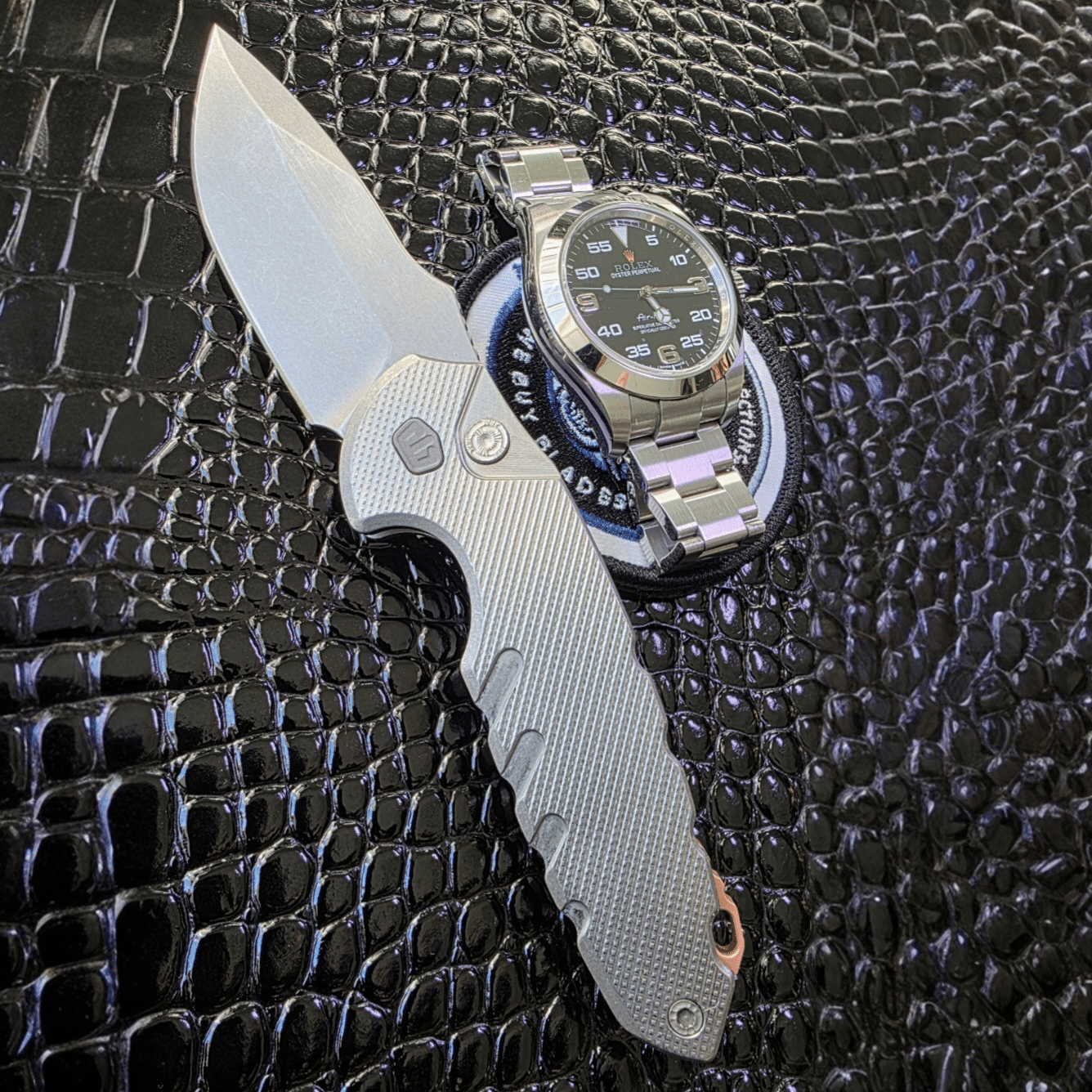 Blackside Customs Bad Idea Auto MagnaCut titanium handle two-tone Wasteland finish