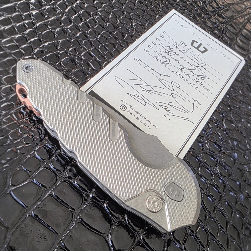 Blackside Customs Bad Idea Auto closed view titanium handle copper backspacer exposed