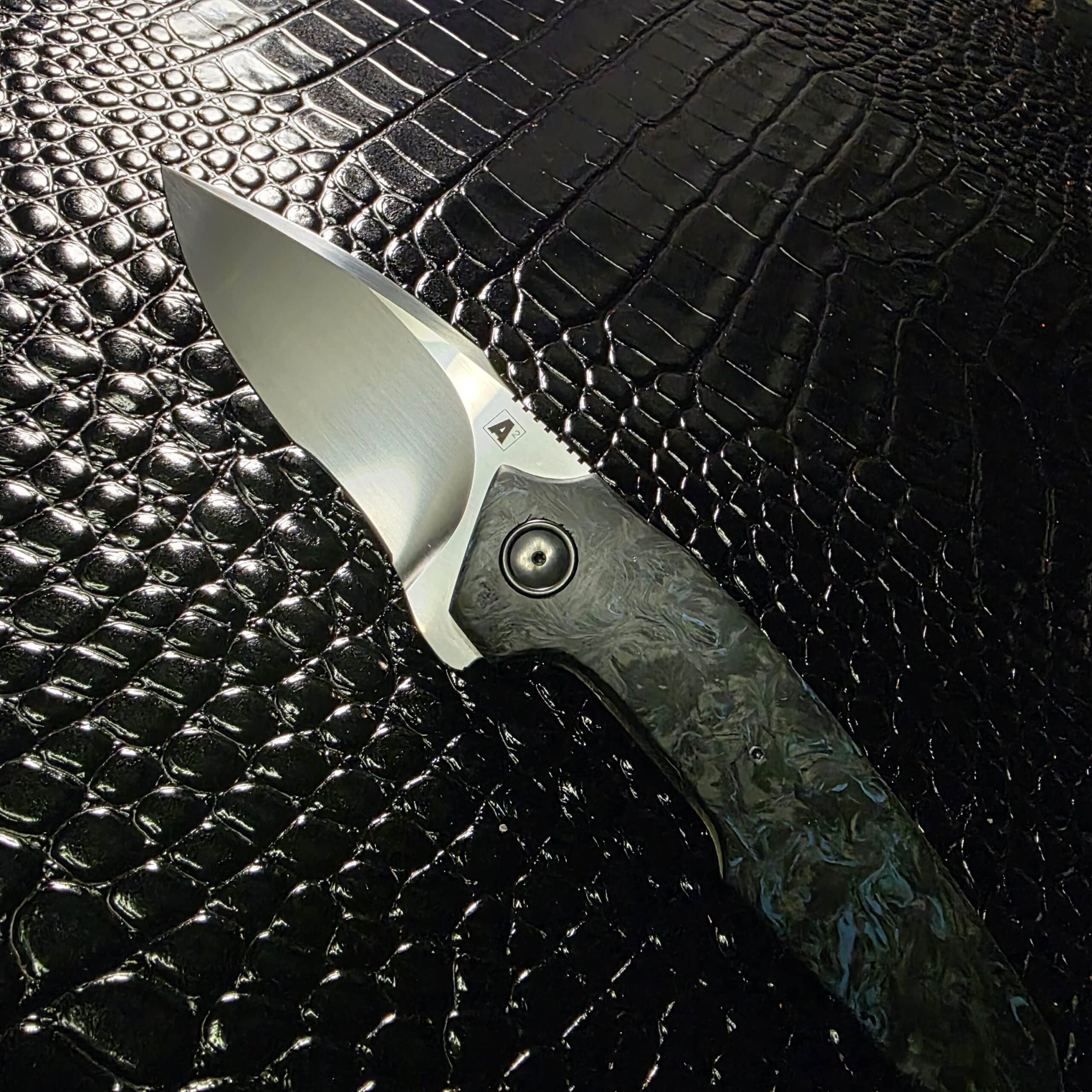 A2 Knives A6R Flipper preowned excellent condition close-up showing clean finish and minimal wear