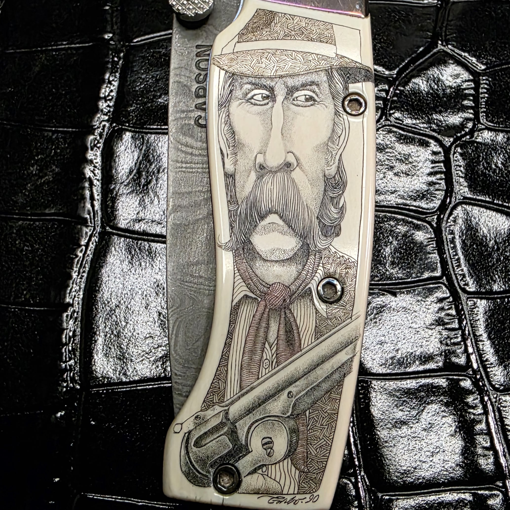 Jim Weyer Knives Points of Interest Book IV page 19 documenting the Kit Carson custom knife