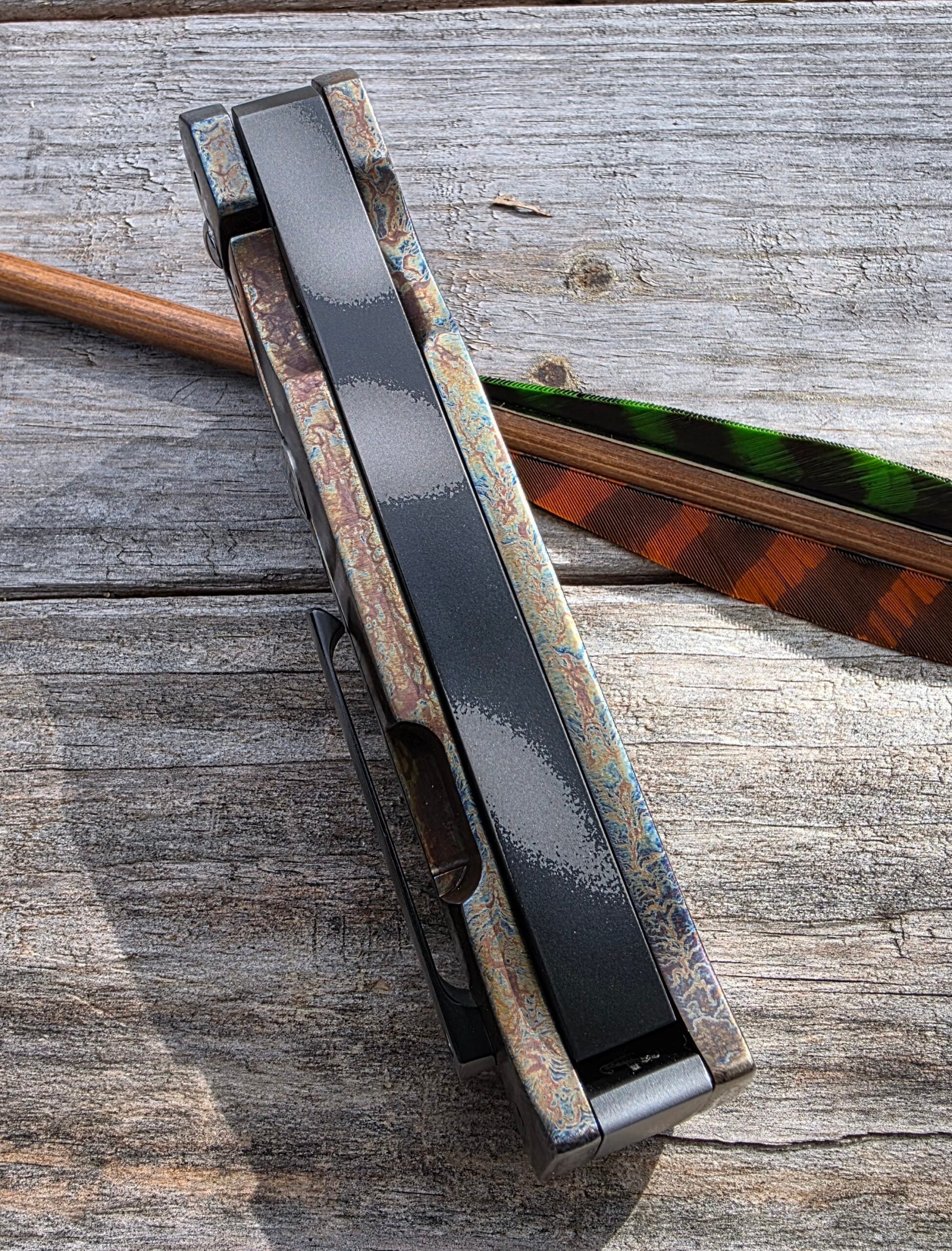 Technical shot showing perfect blade seating on the Reese Weiland Custom Fatty Slasher Flipper.