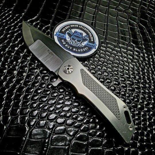 Darrel Ralph Custom V5 Dominator hero photo satin titanium carbon fiber inlays and MokuTi clip