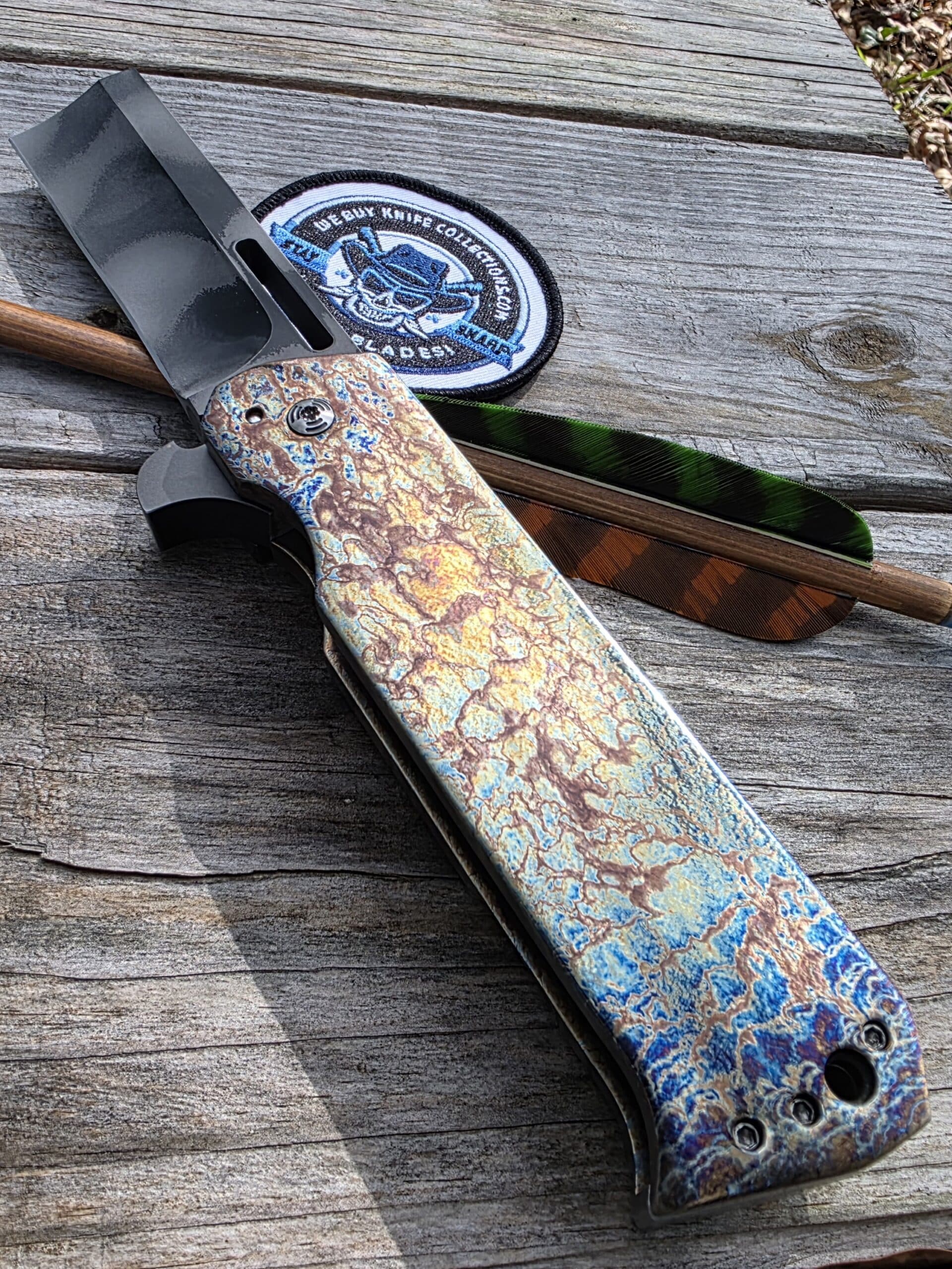 Reese Weiland Custom Fatty Slasher Flipper overbuilt custom knife with Wharncliffe razor blade.