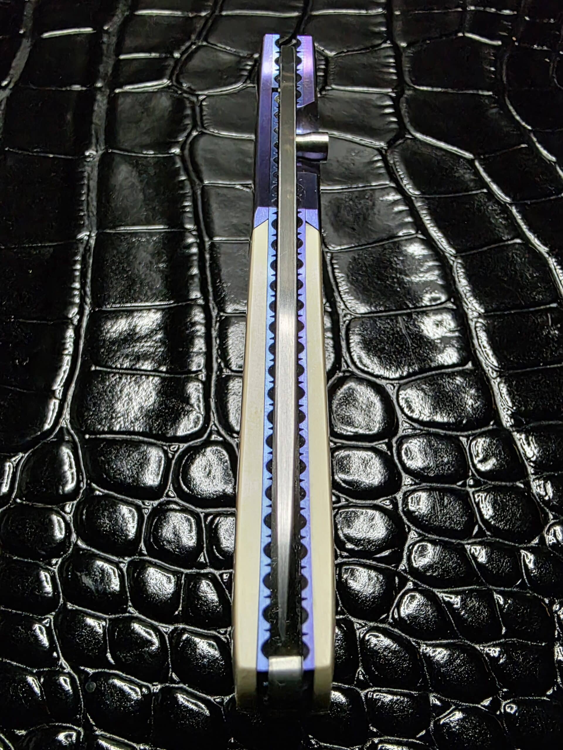 View down the handle channel of the Buddy Gaines Custom Knife.