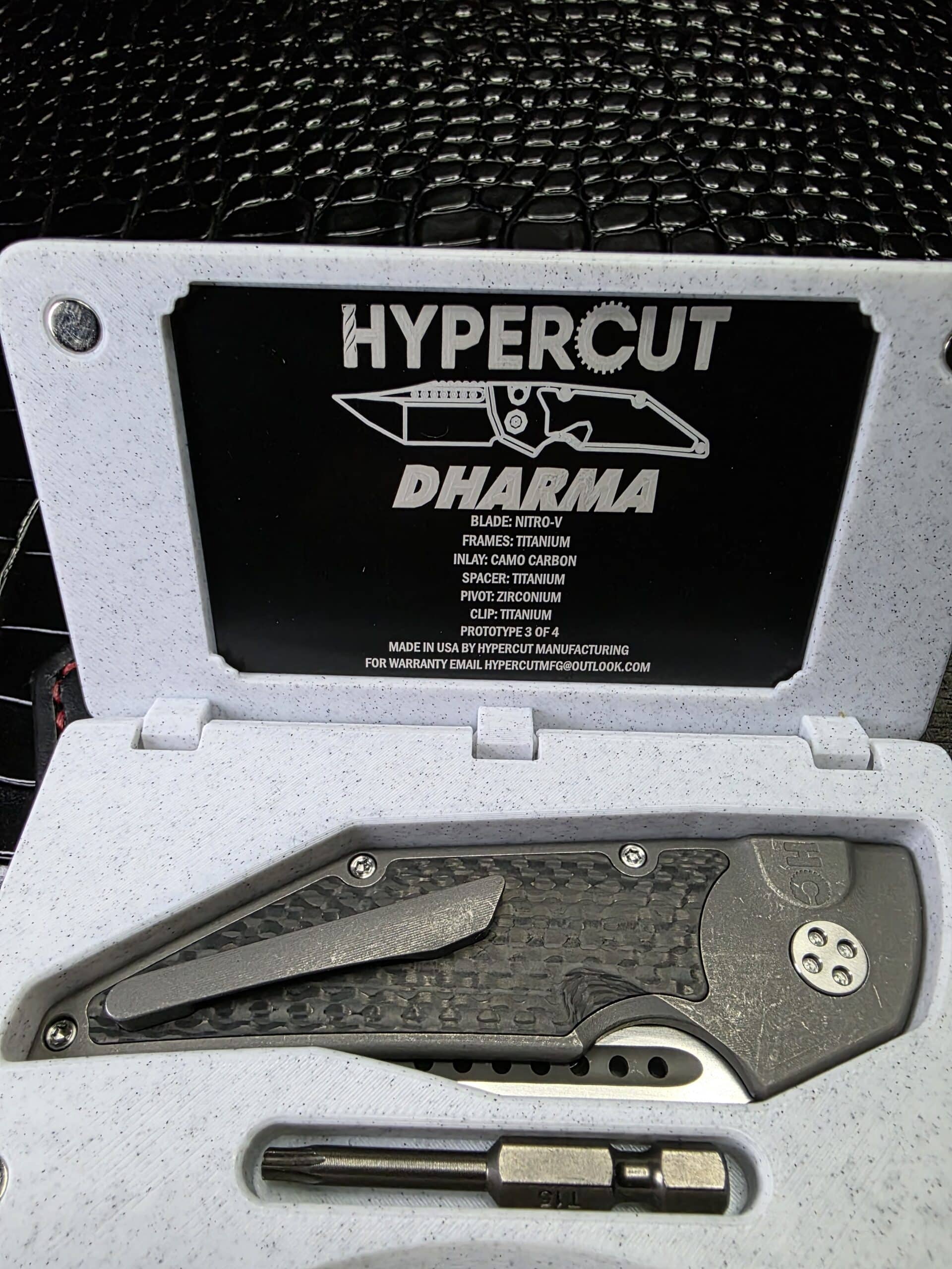 Hypercut Manufacturing Dharma Prototype with original packaging and documentation.