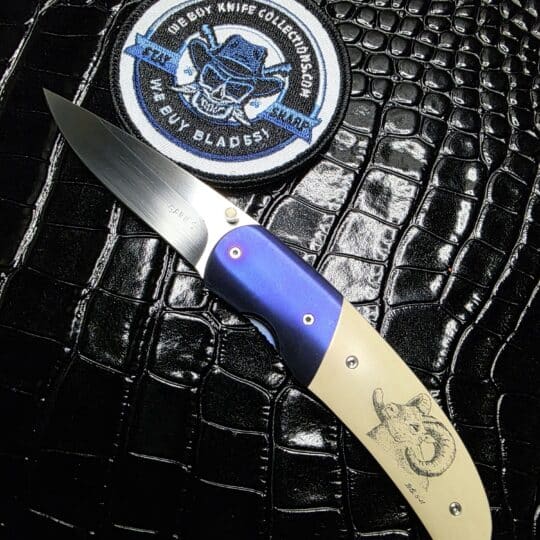 Vertical artistic shot of the Buddy Gaines Custom Knife.