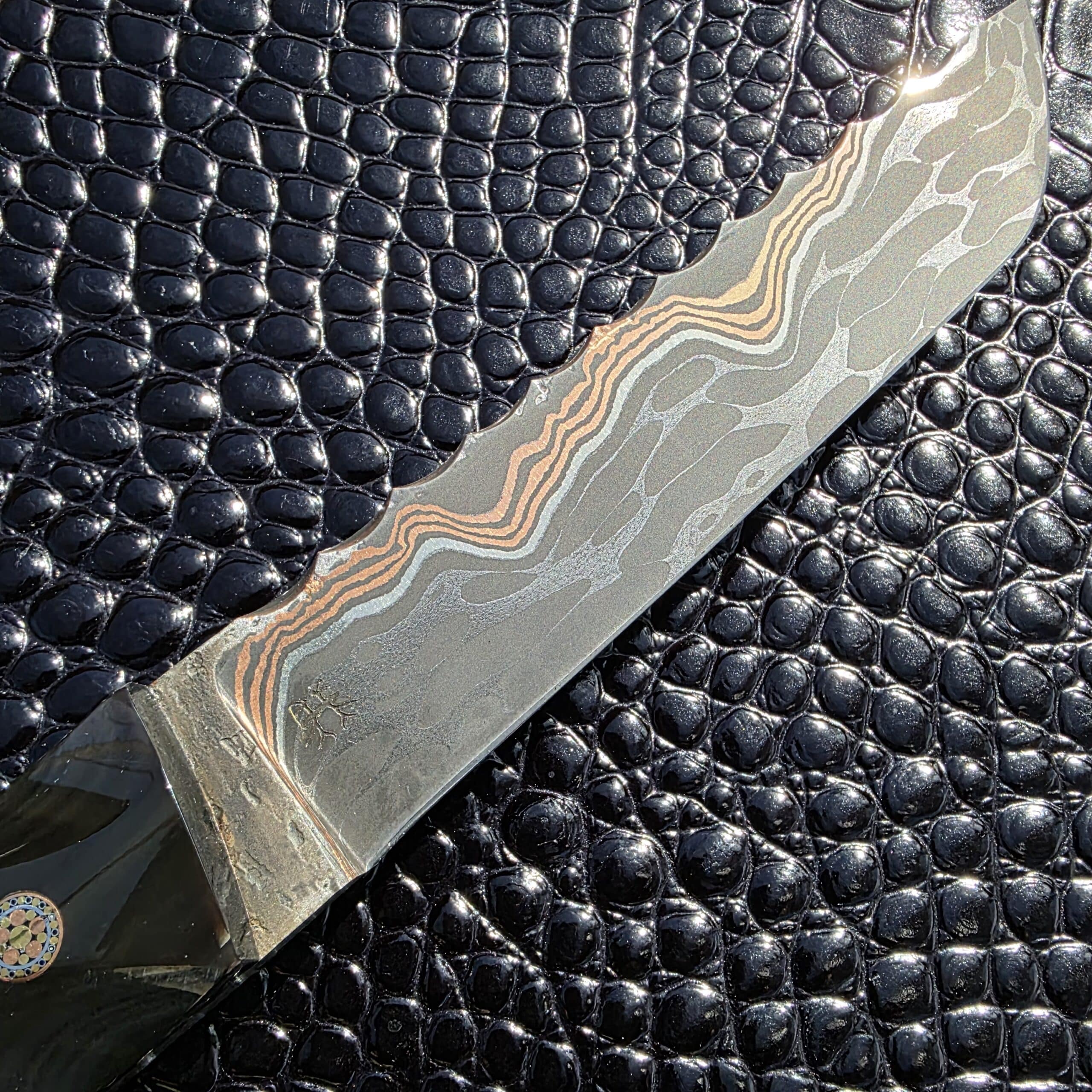 Full-length close-up of Canister Cu-Mai blade on Haymaker Customs Katana Fixed Blade
