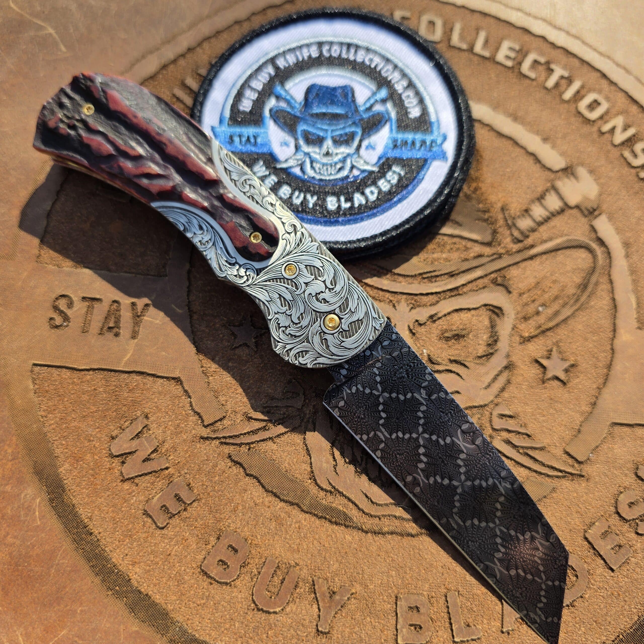 Reverse-side view of Curt Zimmerman Ranch Hand custom folding knife