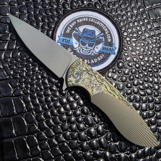Herman Knives Sting Flipper with tumbled M390 blade and fat carbon inlay