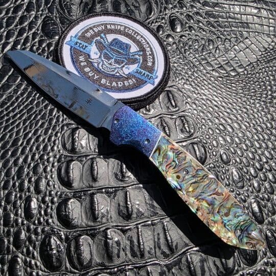 Jason Clark Custom Knives Model 37 LL with abalone mosaic scales