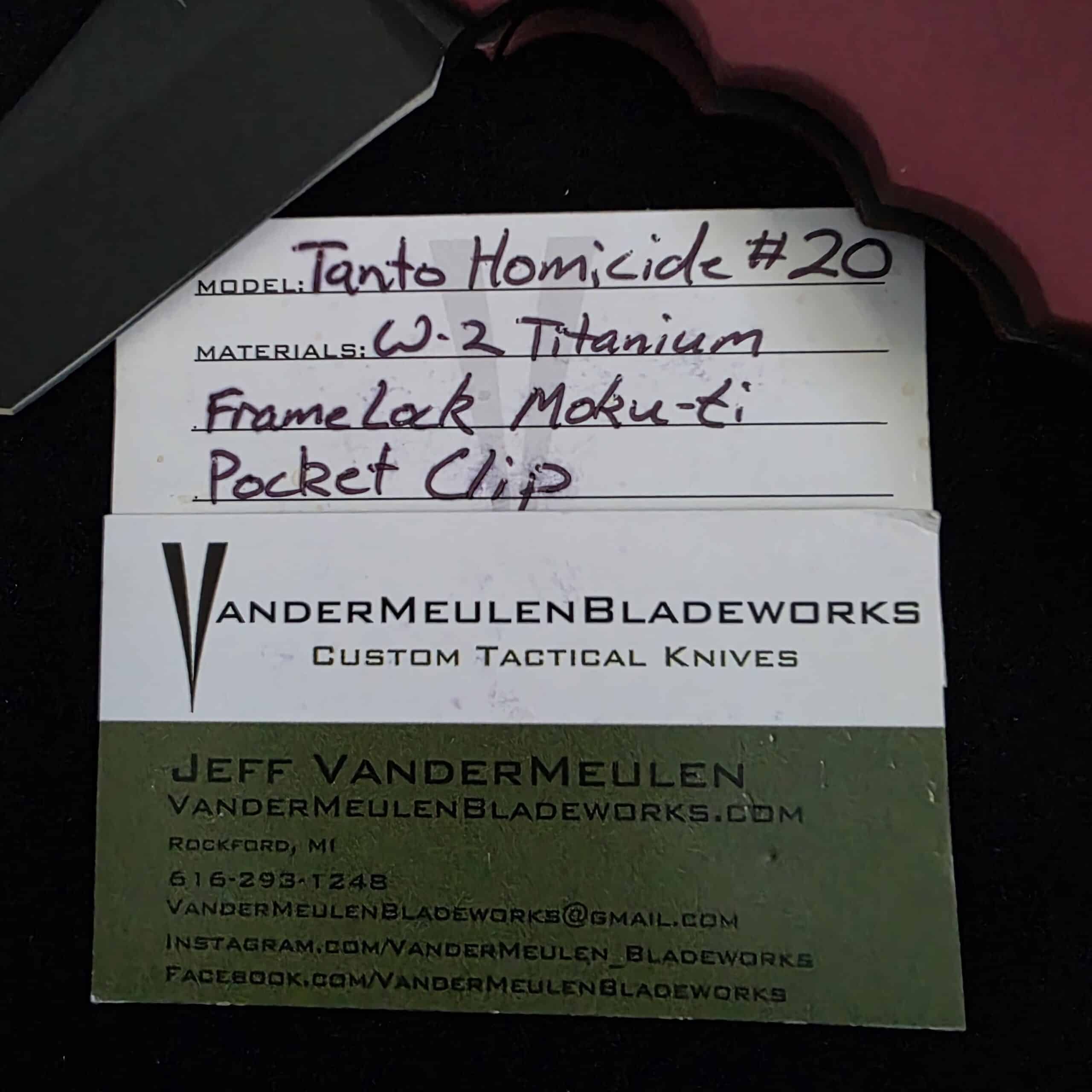 Provenance image for Jeff VanderMeulen Homicide Tanto custom knife