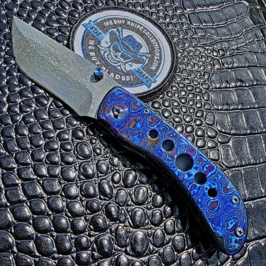 W. Guinn Knives Bezalel with Timascus scales and DS93X Damasteel blade