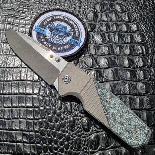 Allen Elishewitz Custom Tank with XHP drop point blade and green grey G10 handle