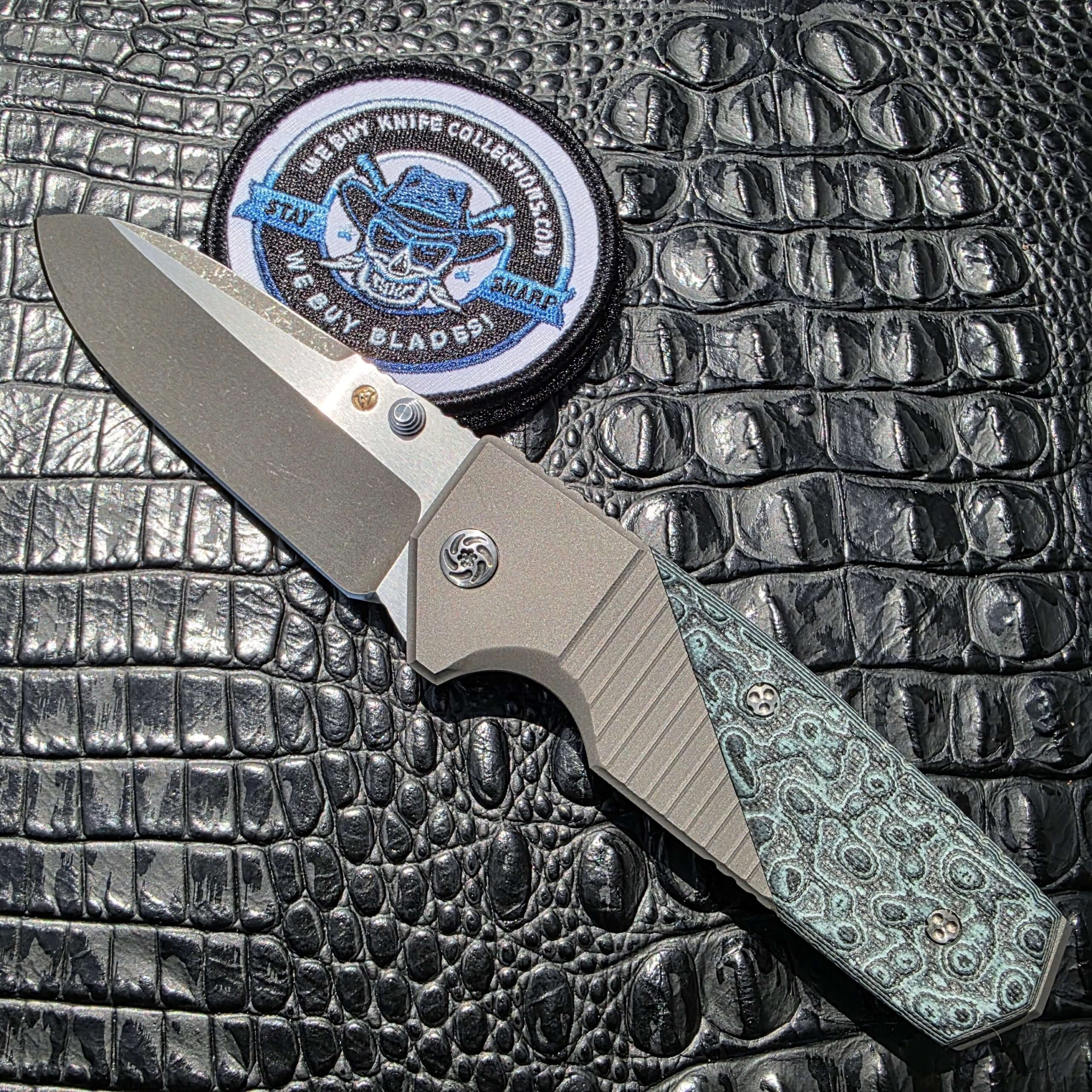 Allen Elishewitz Custom Tank with XHP drop point blade and green grey G10 handle