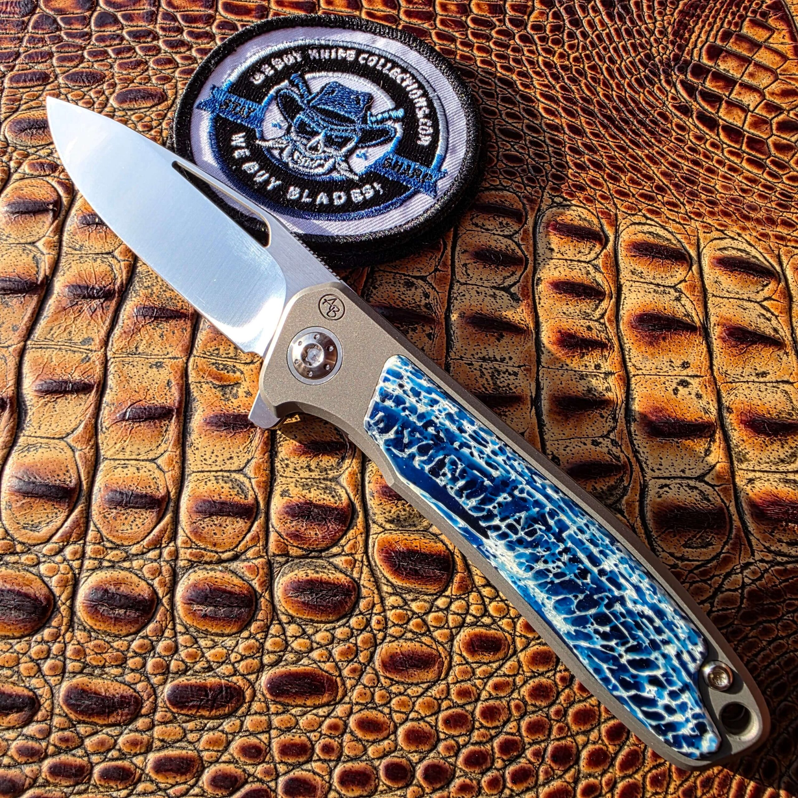 Arno Bernard iMamba Blue Kudu with RWL34 belt satin blade