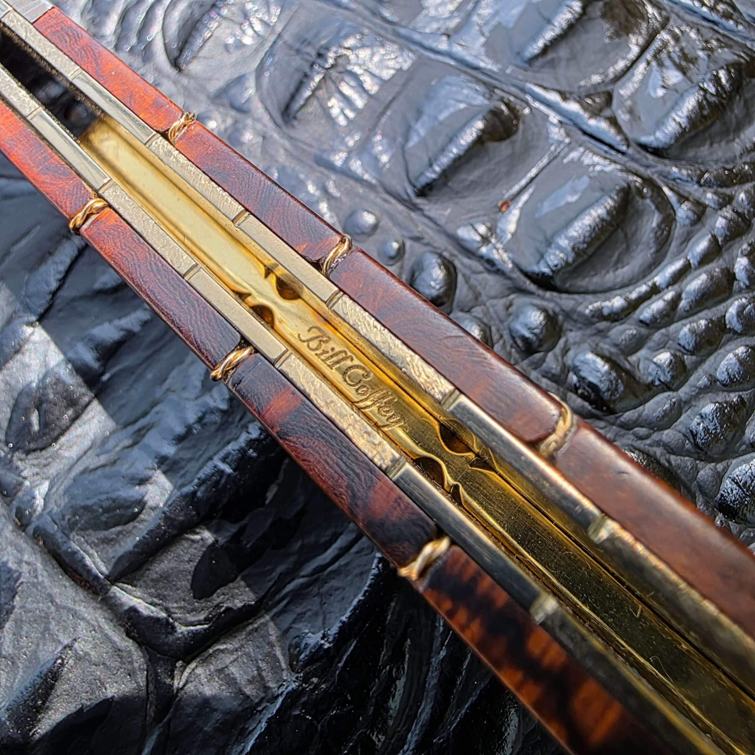 Bill Coffey maker’s mark engraved inside the custom folding dagger