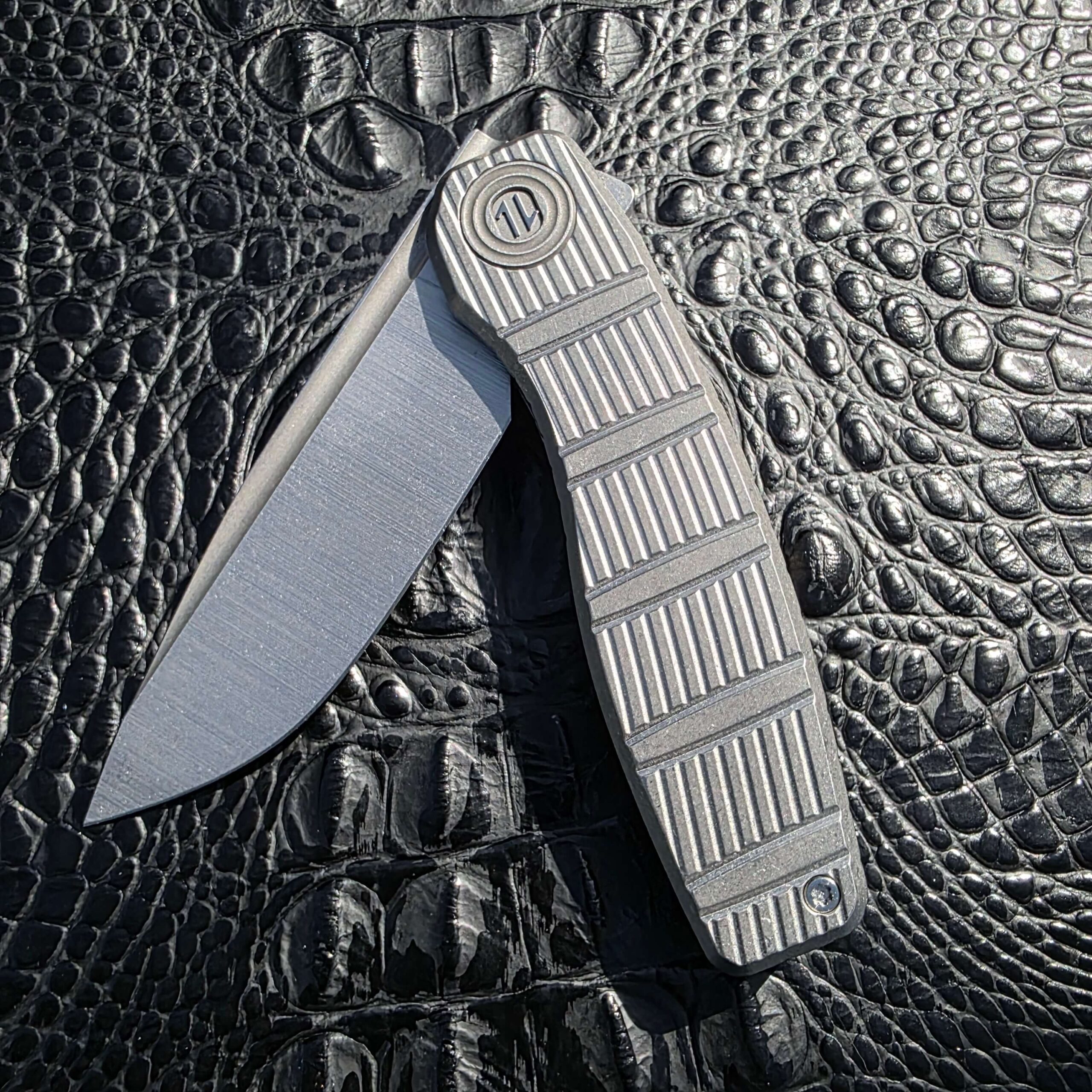 Milling Style #3 detail on Brown Knives FSD #247 titanium handle