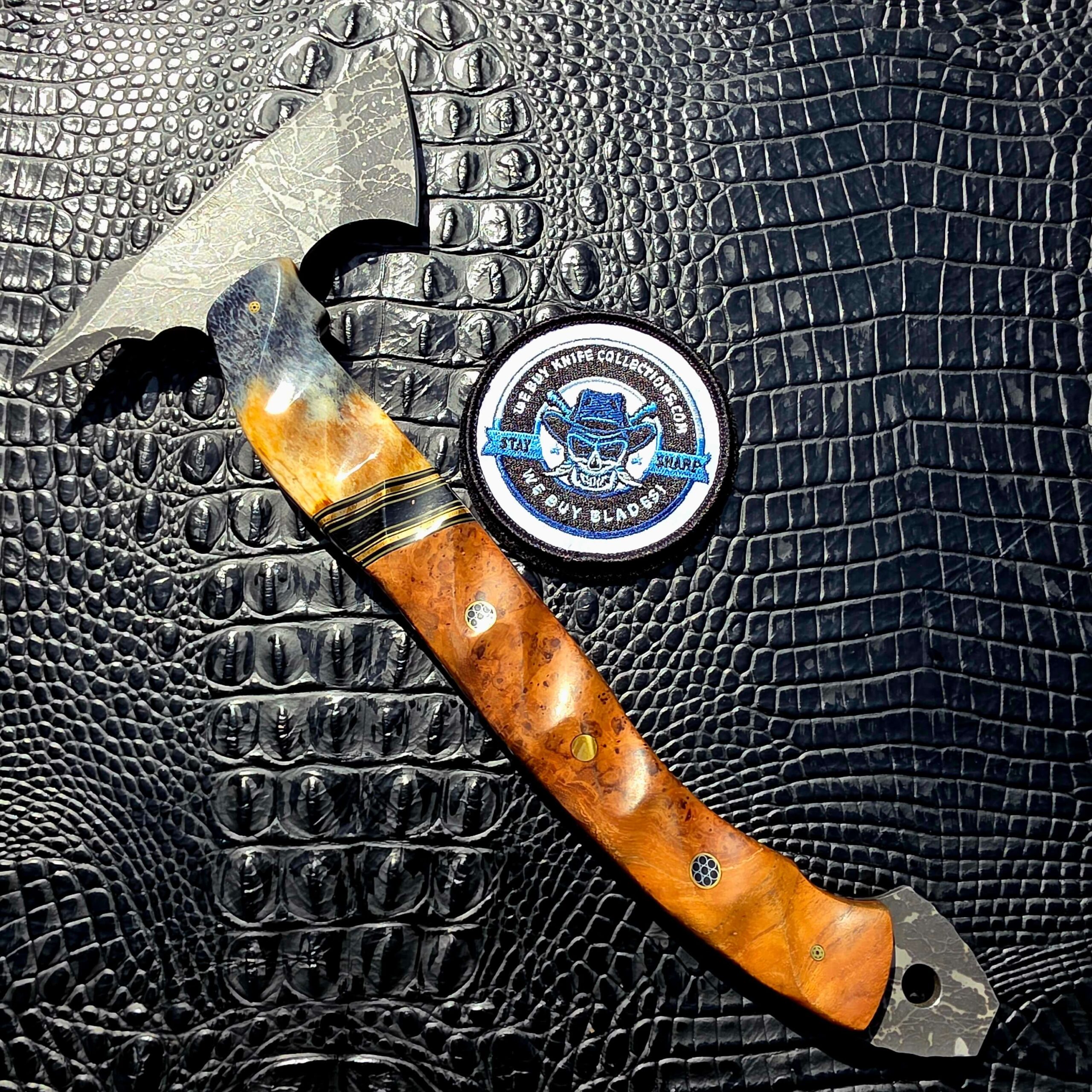Full profile of Half Face Blades Bleeding Heart Hawk tomahawk