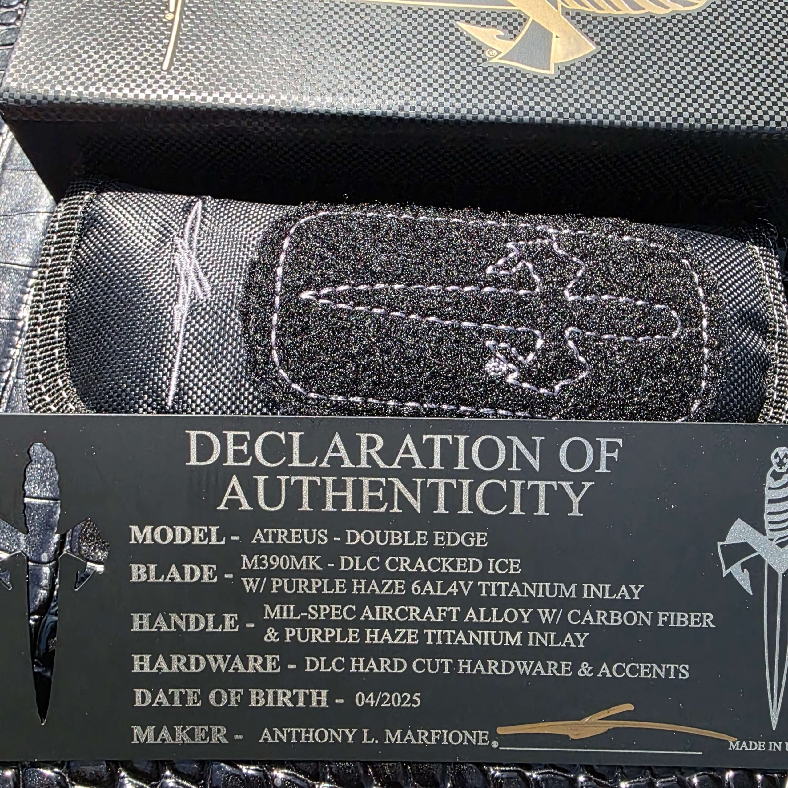 Marfione Custom Atreus box label and COA details