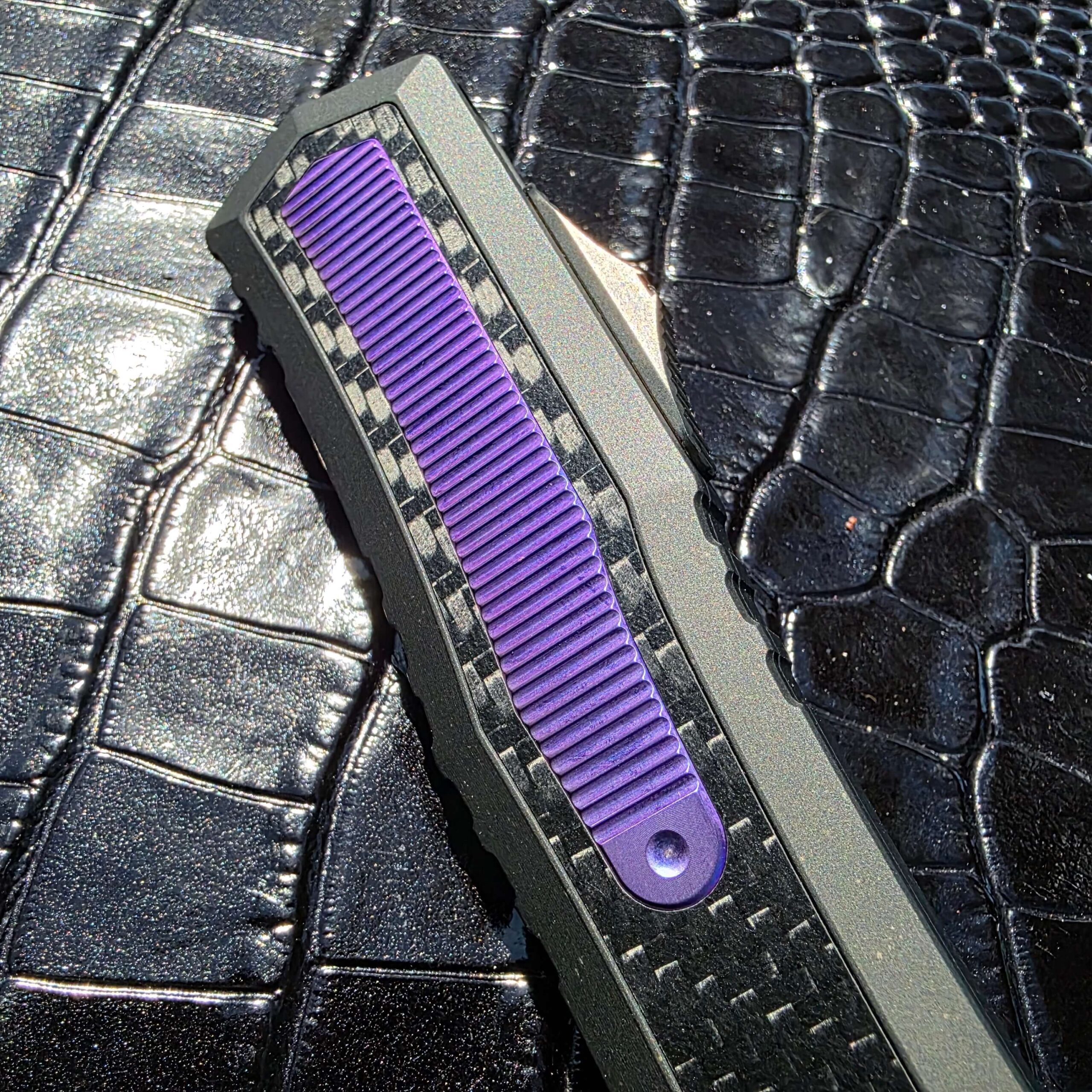Purple Haze titanium inlay on Marfione Custom Atreus handle