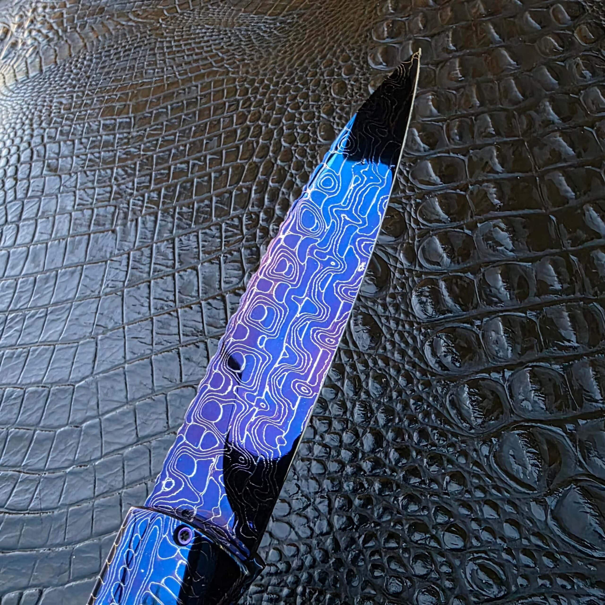 Chad Nichols Intrepid Damascus blade on Rainy Vallotton Custom Hunter
