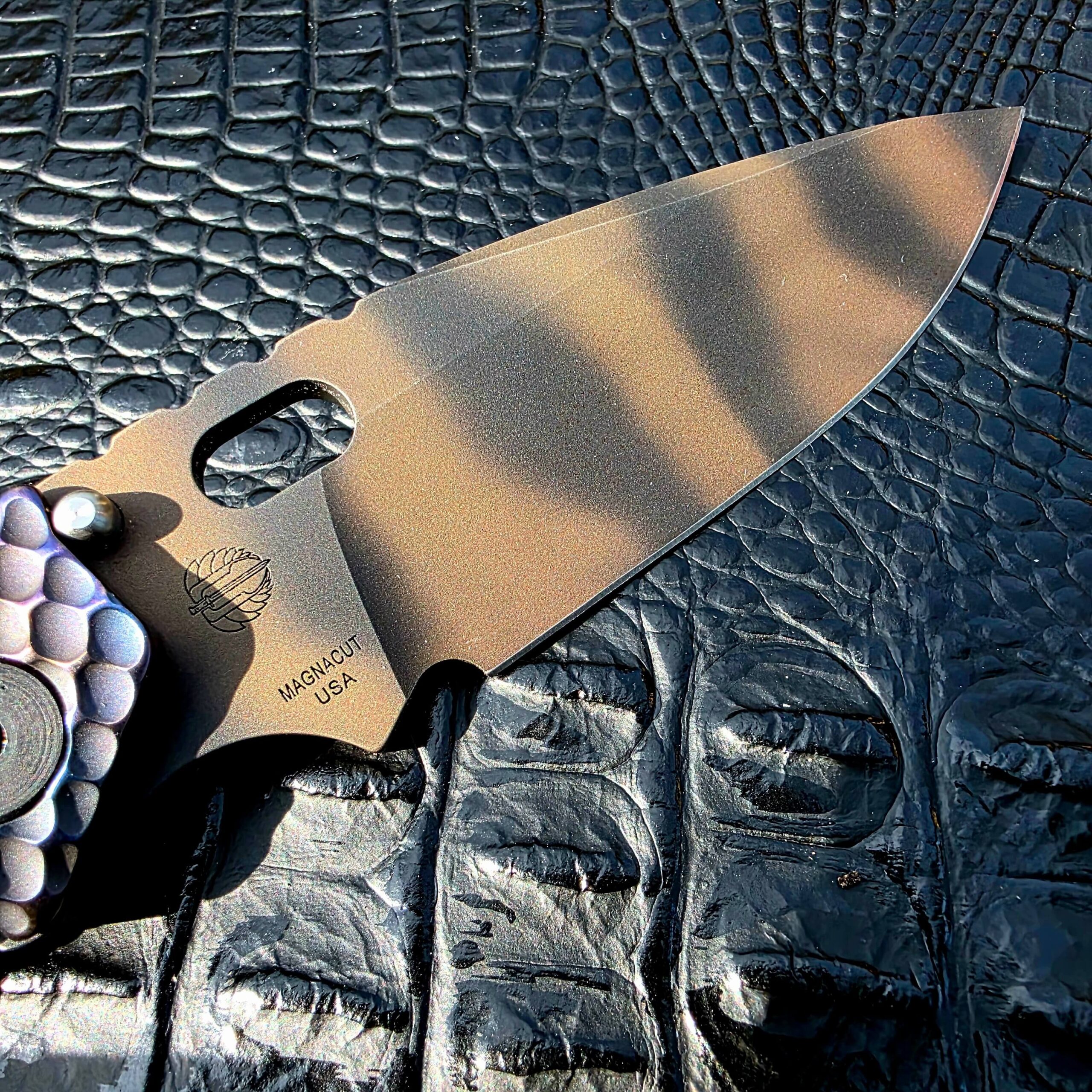 MagnaCut spearpoint blade on Strider SMF Full Titanium DGG