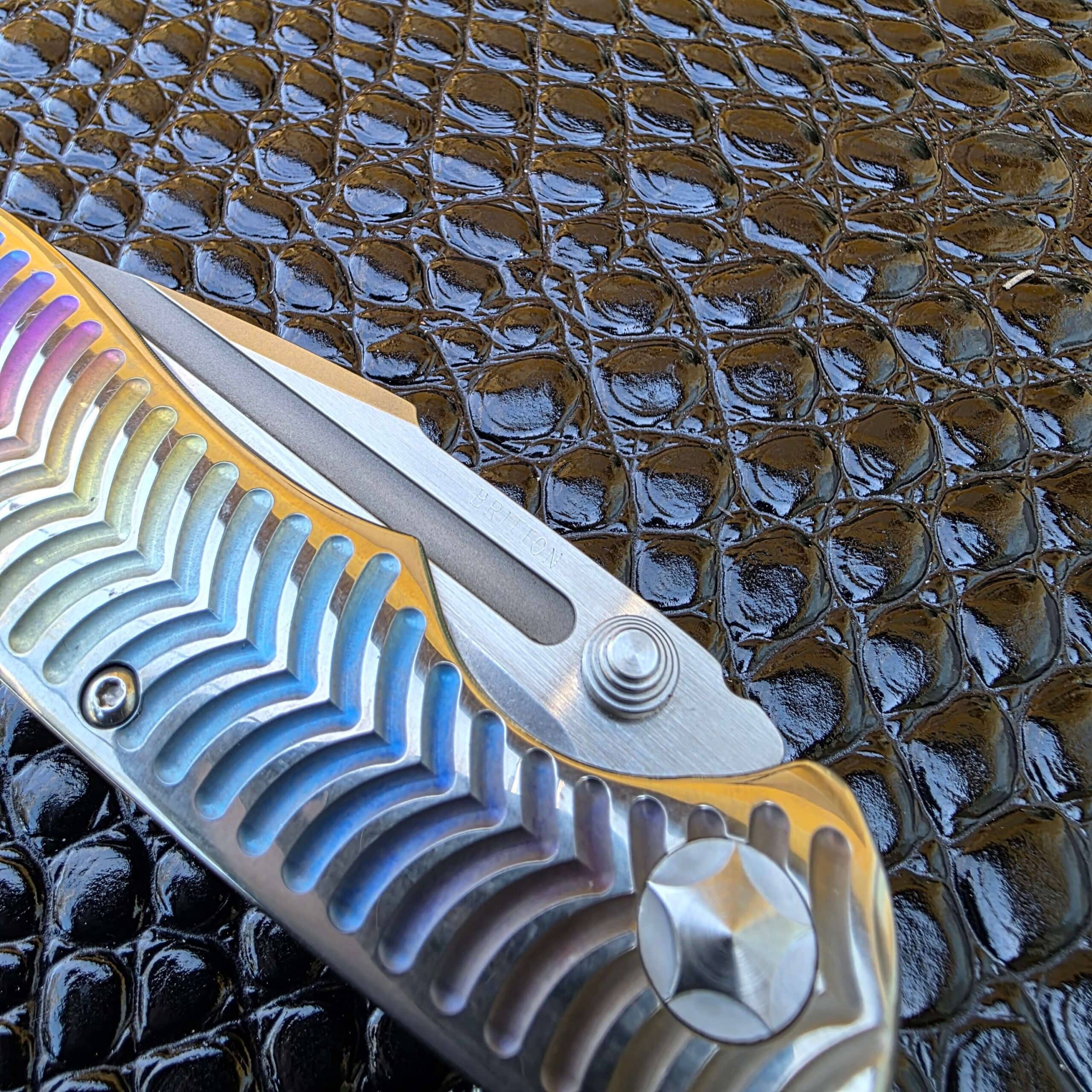 Star pivot detail on Tim Britton Custom T-10 titanium framelock