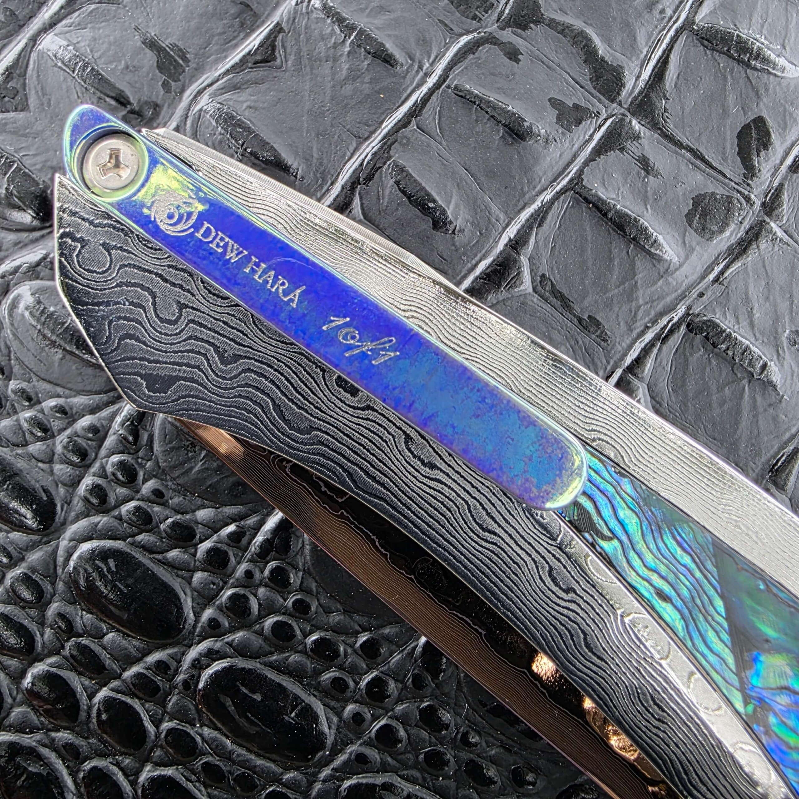 Dew Hara Custom METEOR pocket clip engraving detail