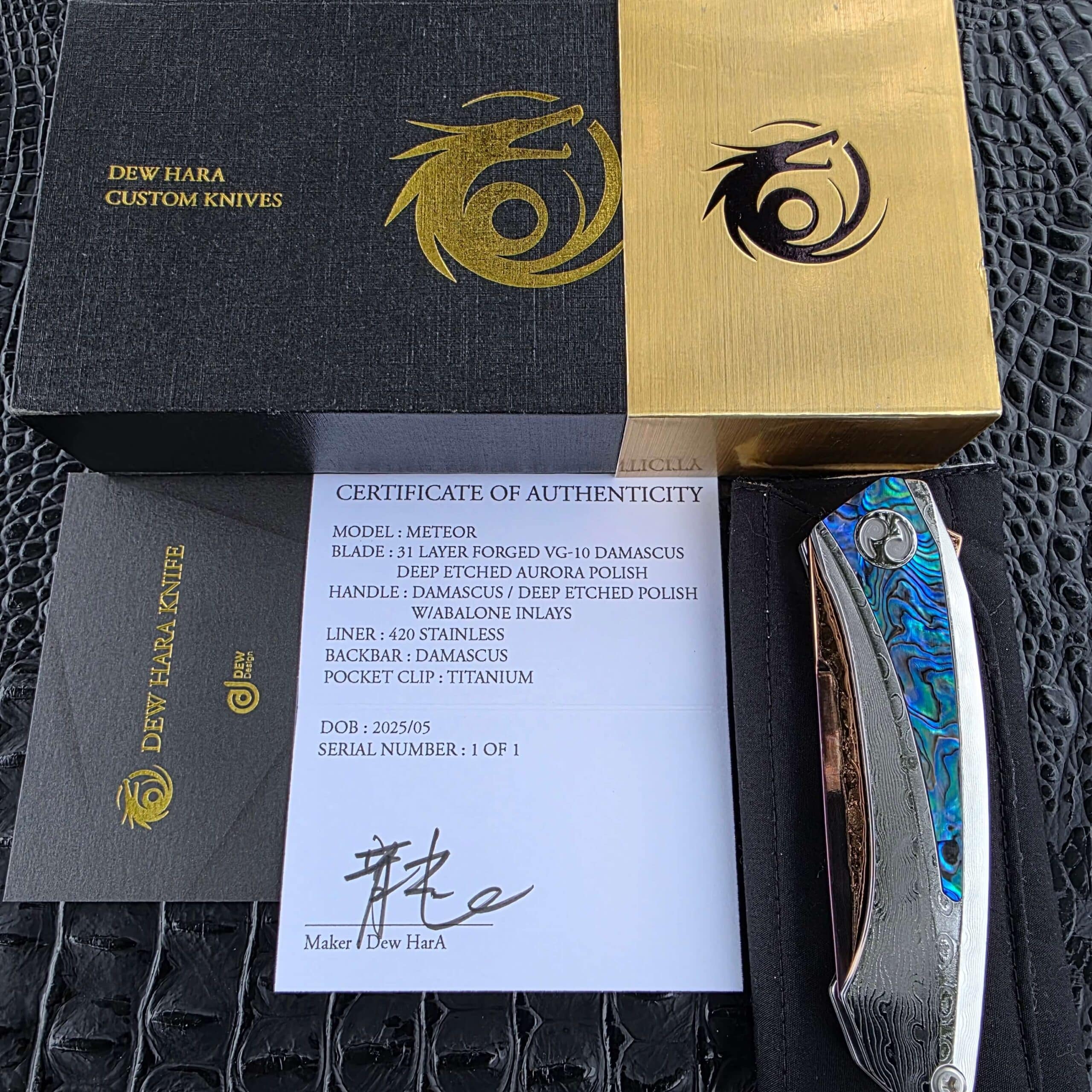 Dew Hara Custom METEOR presentation box and COA