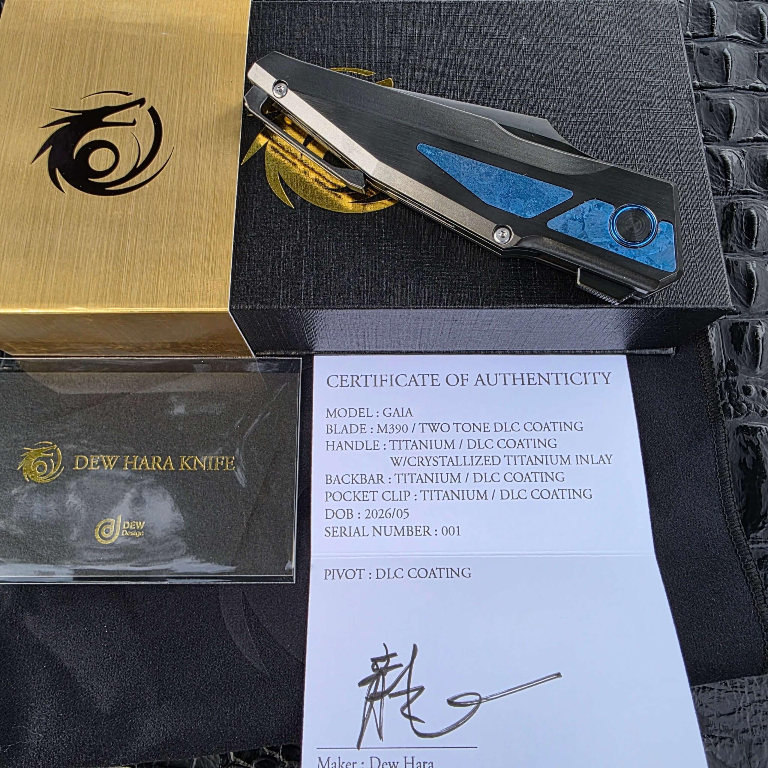 Dew Hara GAIA Serial 001 presentation box and COA
