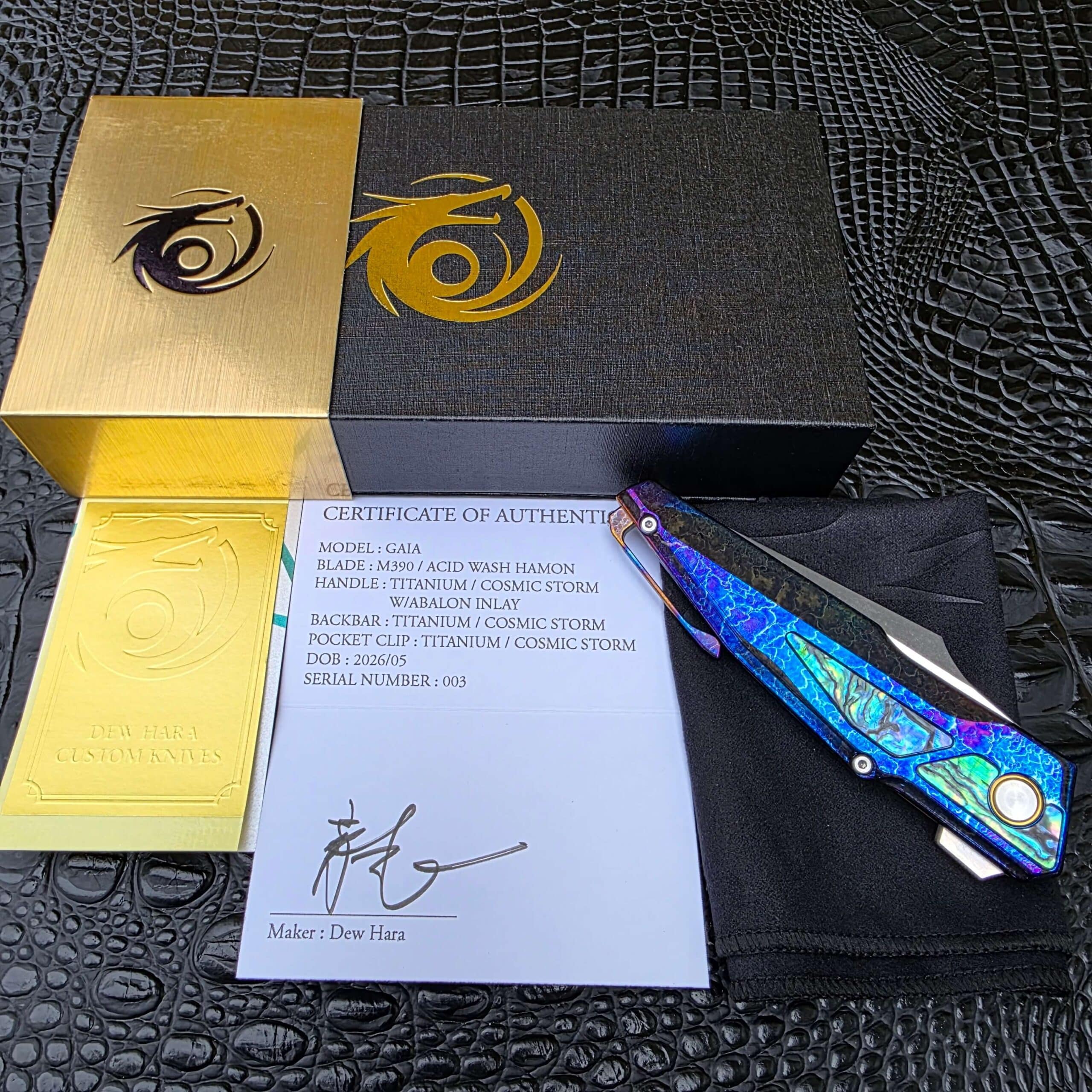 Dew Hara GAIA Serial 003 presentation box and COA
