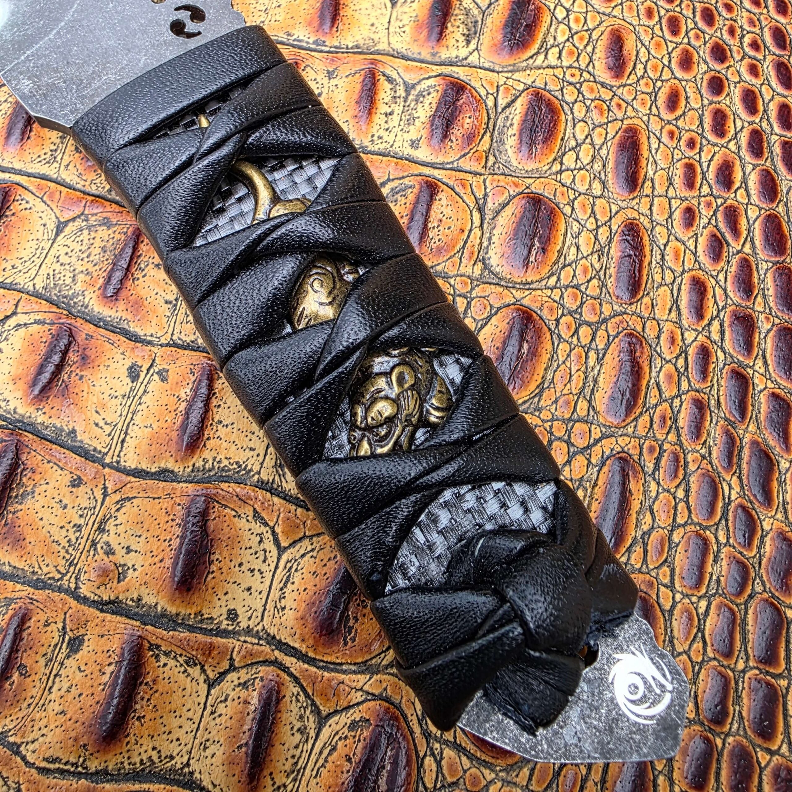 Dew Hara HOMURA black leather wrap texture detail