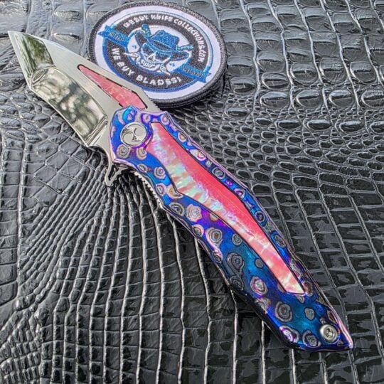 Dew Hara NOAH Red Abalone Zircuti 1 of 1 custom knife