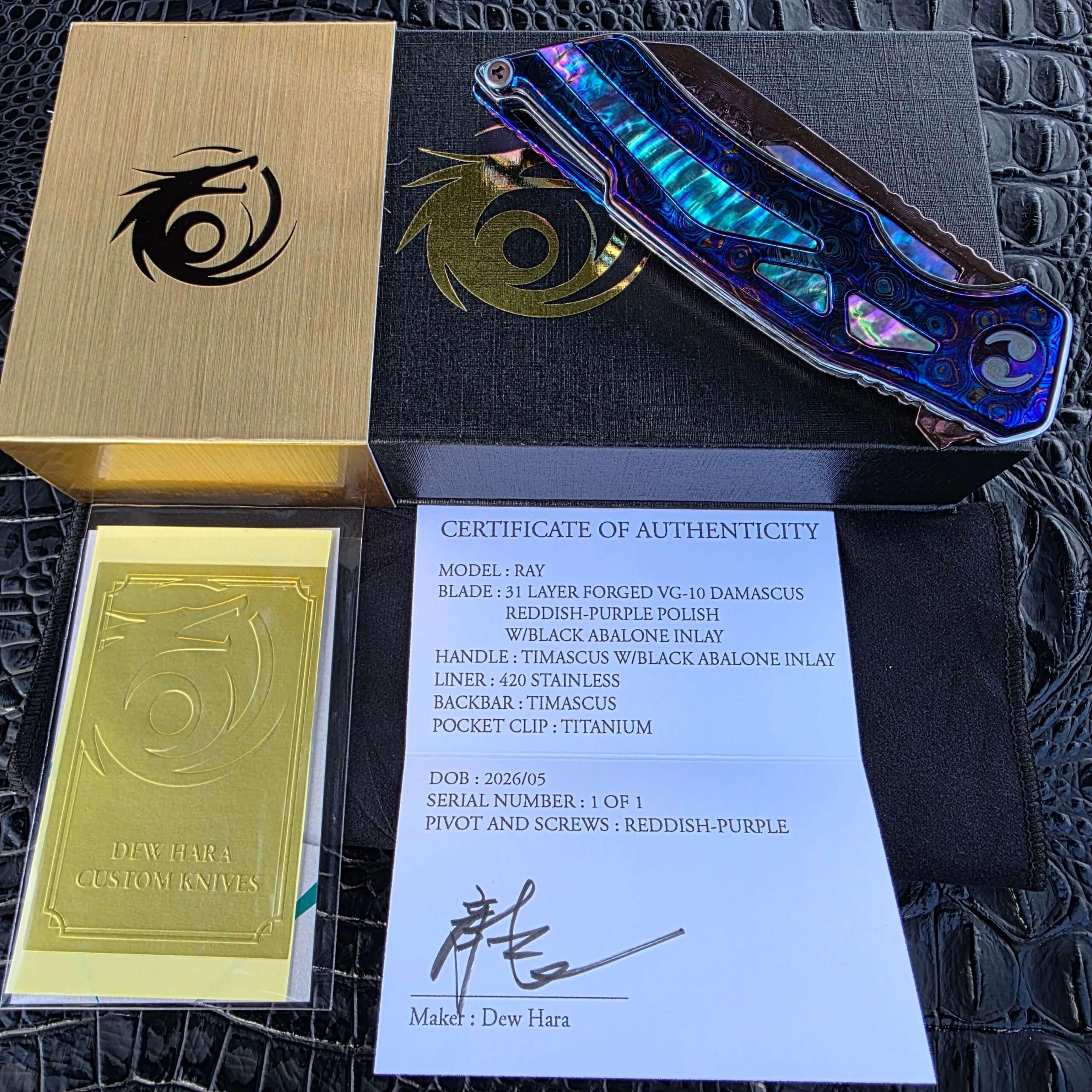 Dew Hara RAY Black Abalone presentation box