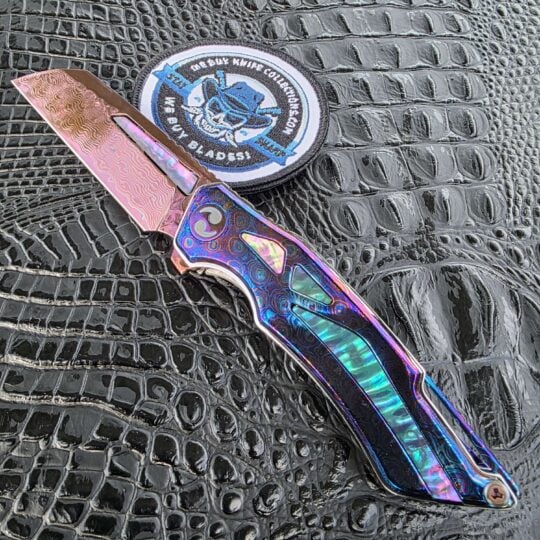 Dew Hara RAY Black Abalone Timascus 1 of 1 custom knife