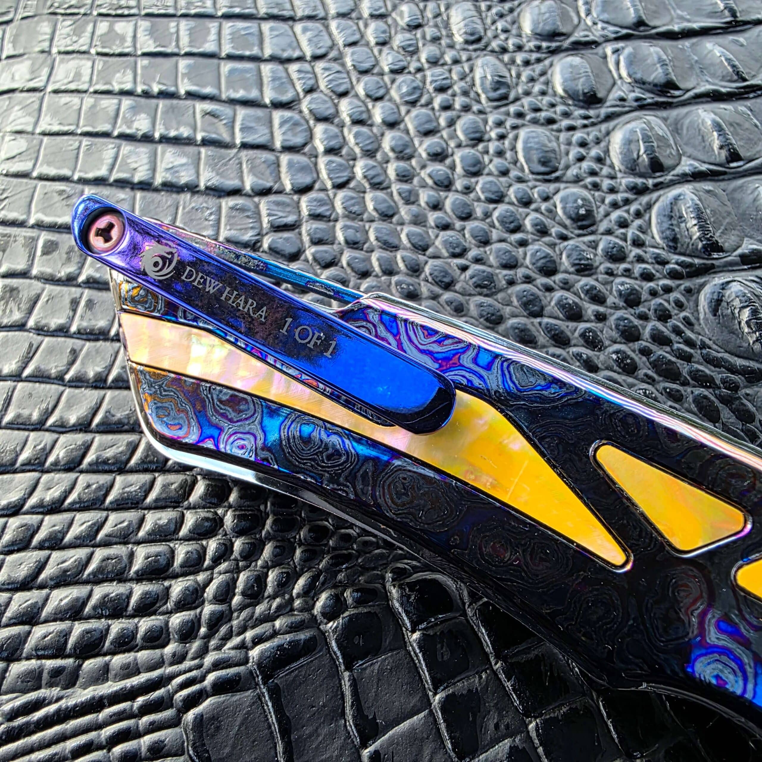 Dew Hara RAY Pyramid Damascus COA close-up Serial 1 of 1