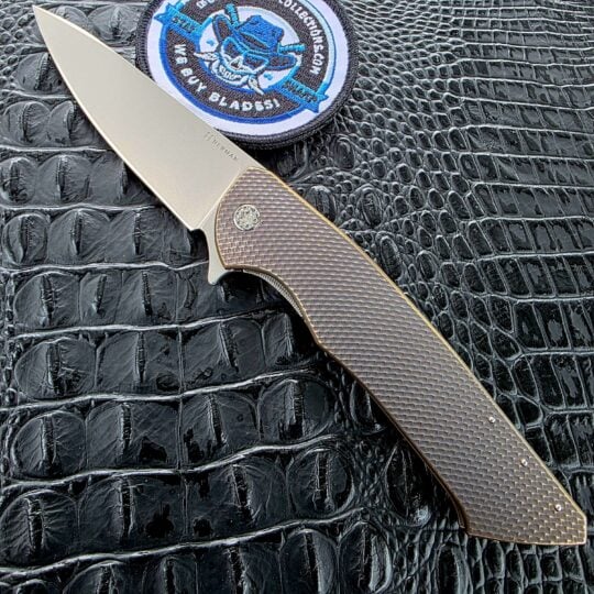 Herman Knives SLIM #0449 M398 gray milled titanium custom folder