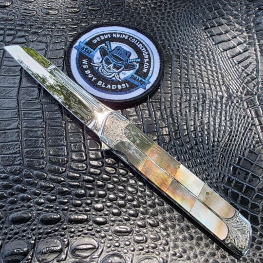 Koji Hara Custom Flipper with Cowry-X blade and Black Lip Mother of Pearl handle