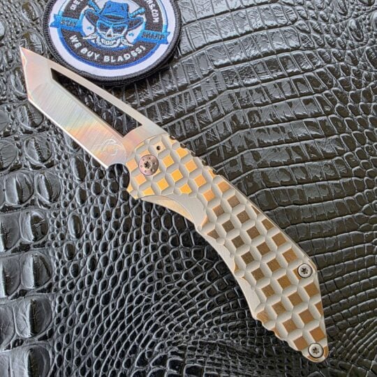 Scorpion 6 Seeker #057 bronzed frag titanium custom knife