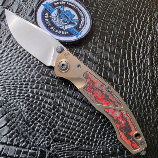 CKF Sokosha Red Devil #002 open with satin M390 blade
