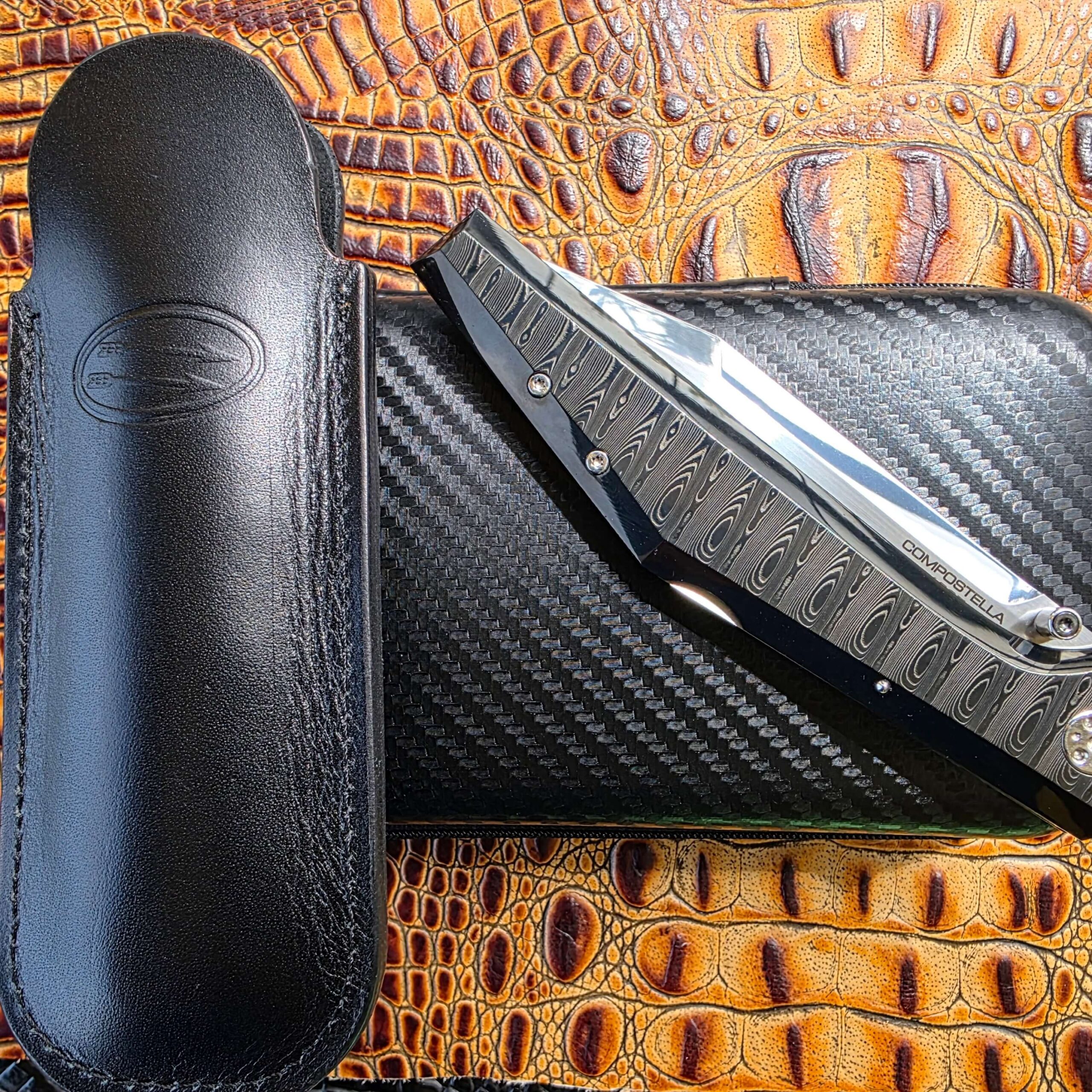 Italian leather sheath and zippered case for Compostella Square XL S