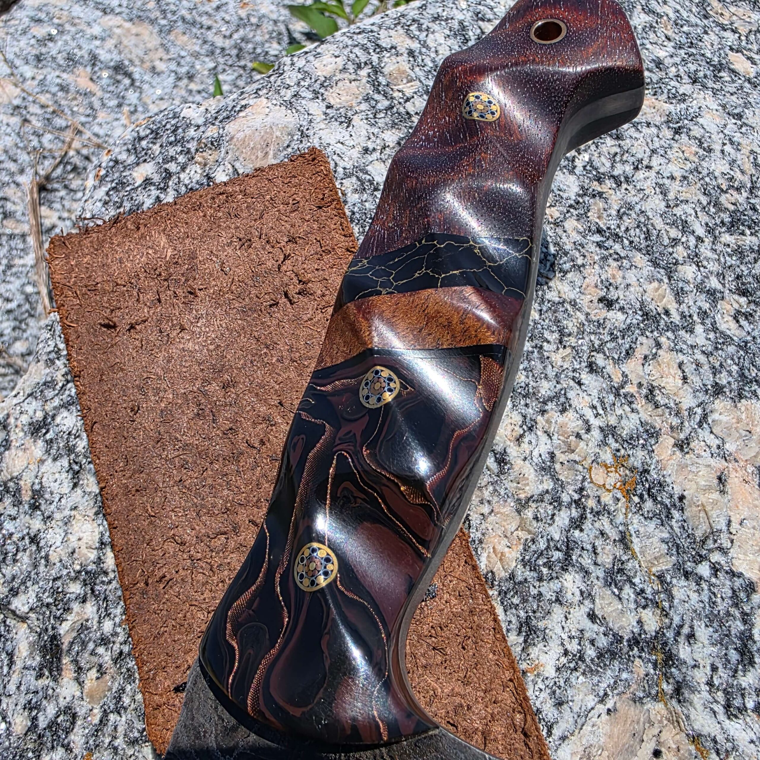 Half Face Blades Charity Bowie Dark Copper Raffir Split handle detail