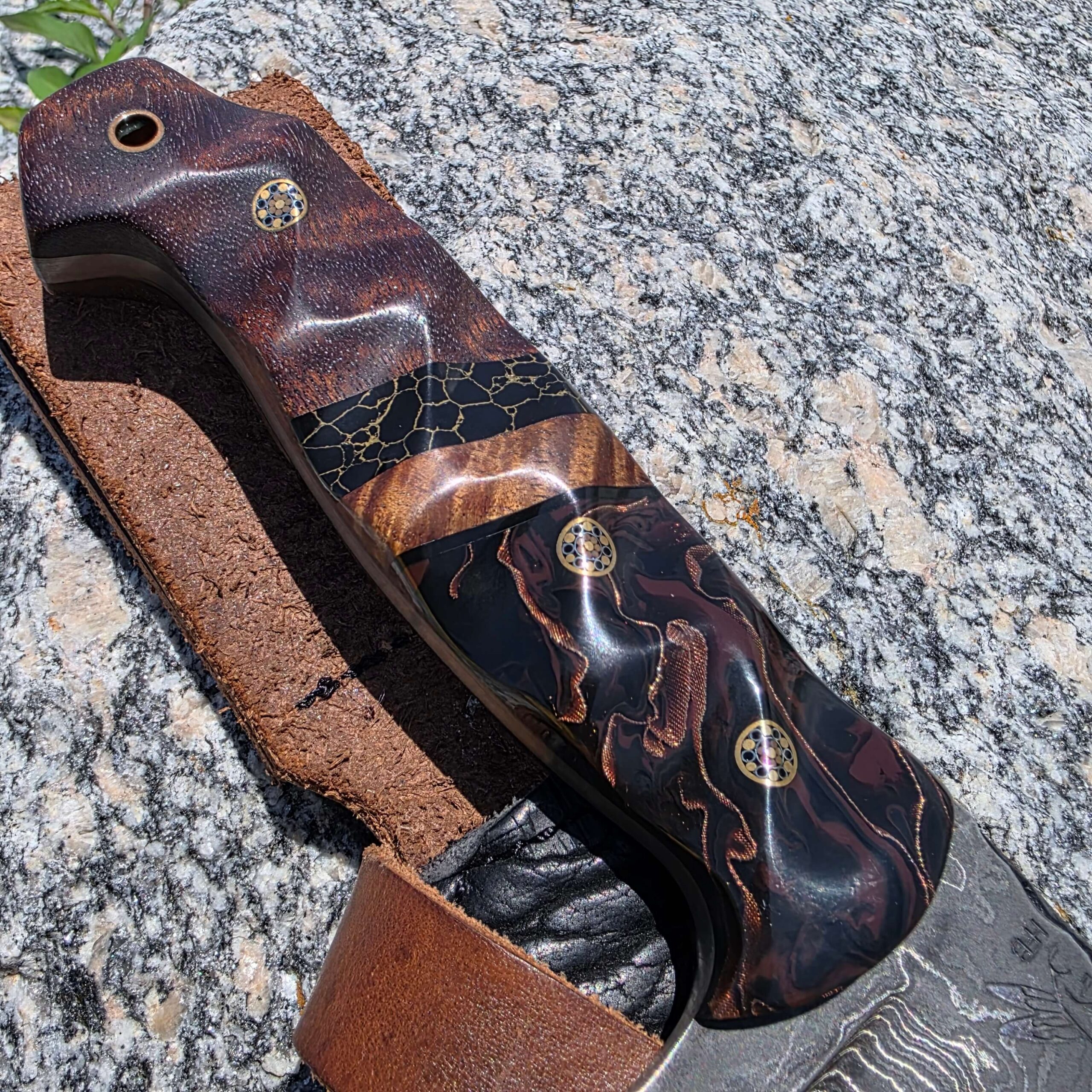 Half Face Blades Charity Bowie Hawaiian Curly Koa spacer detail