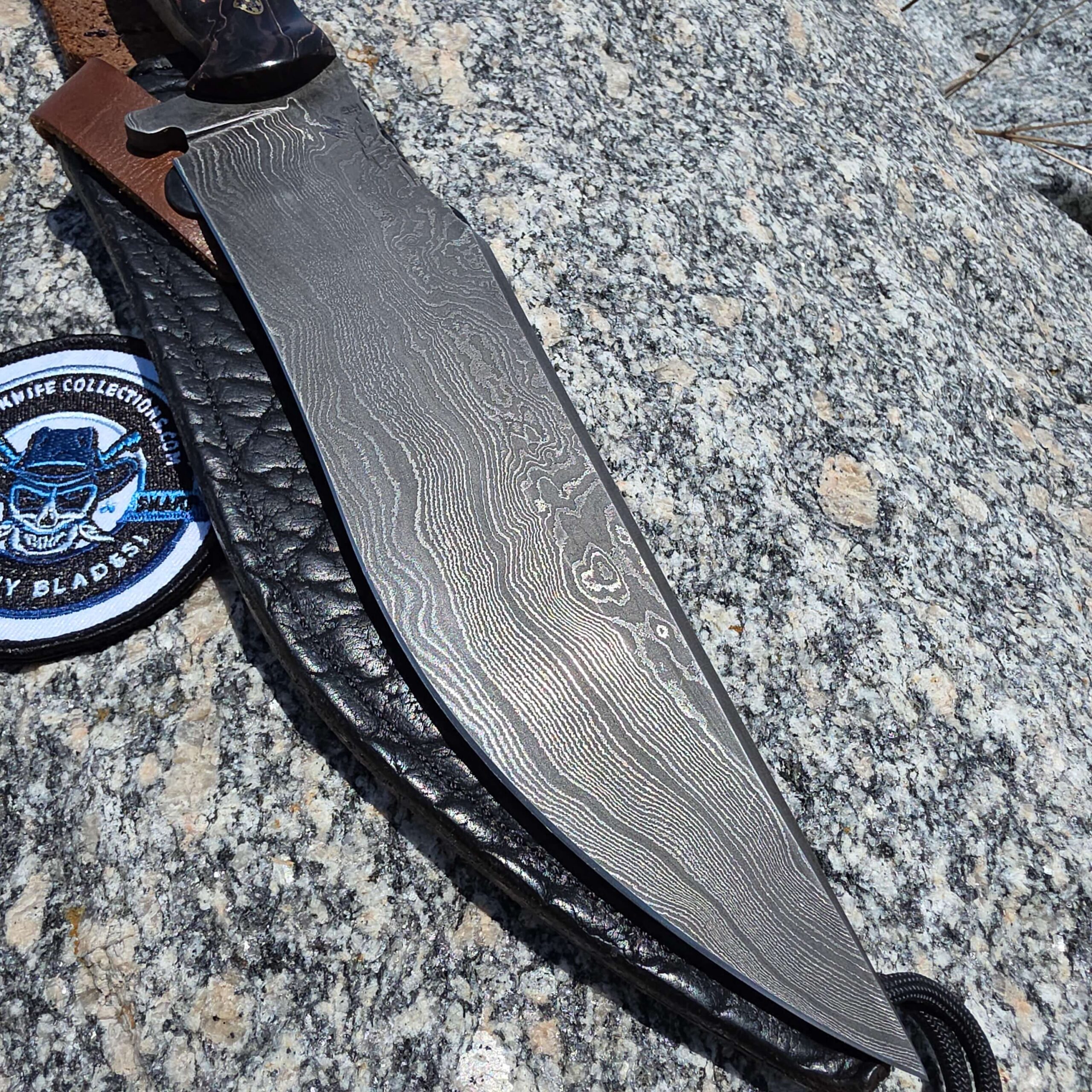 Half Face Blades Charity Bowie random pattern Damascus detail