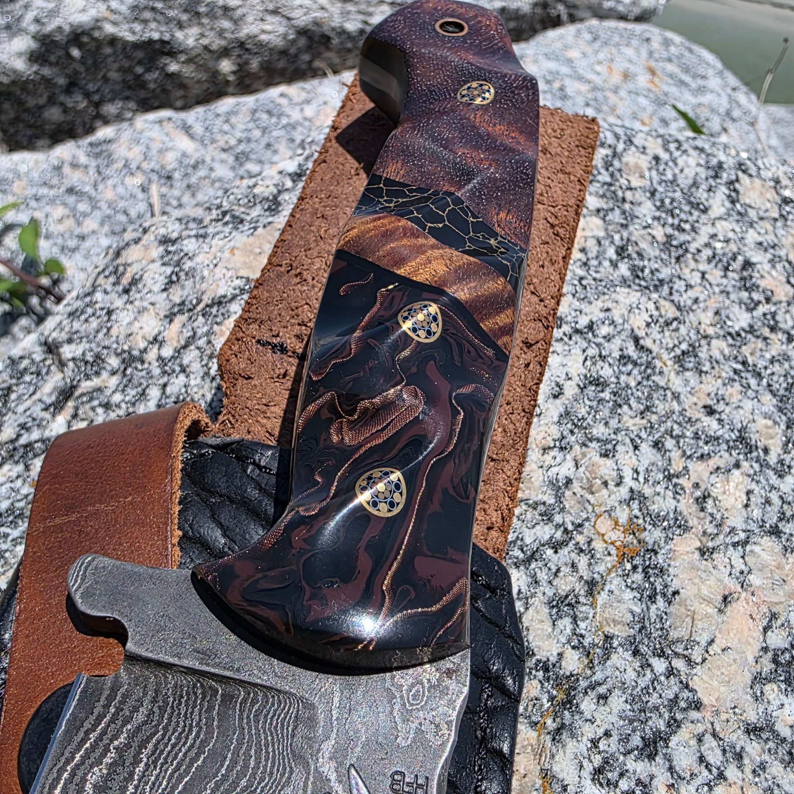 Half Face Blades Charity Bowie ricasso and handle transition detail